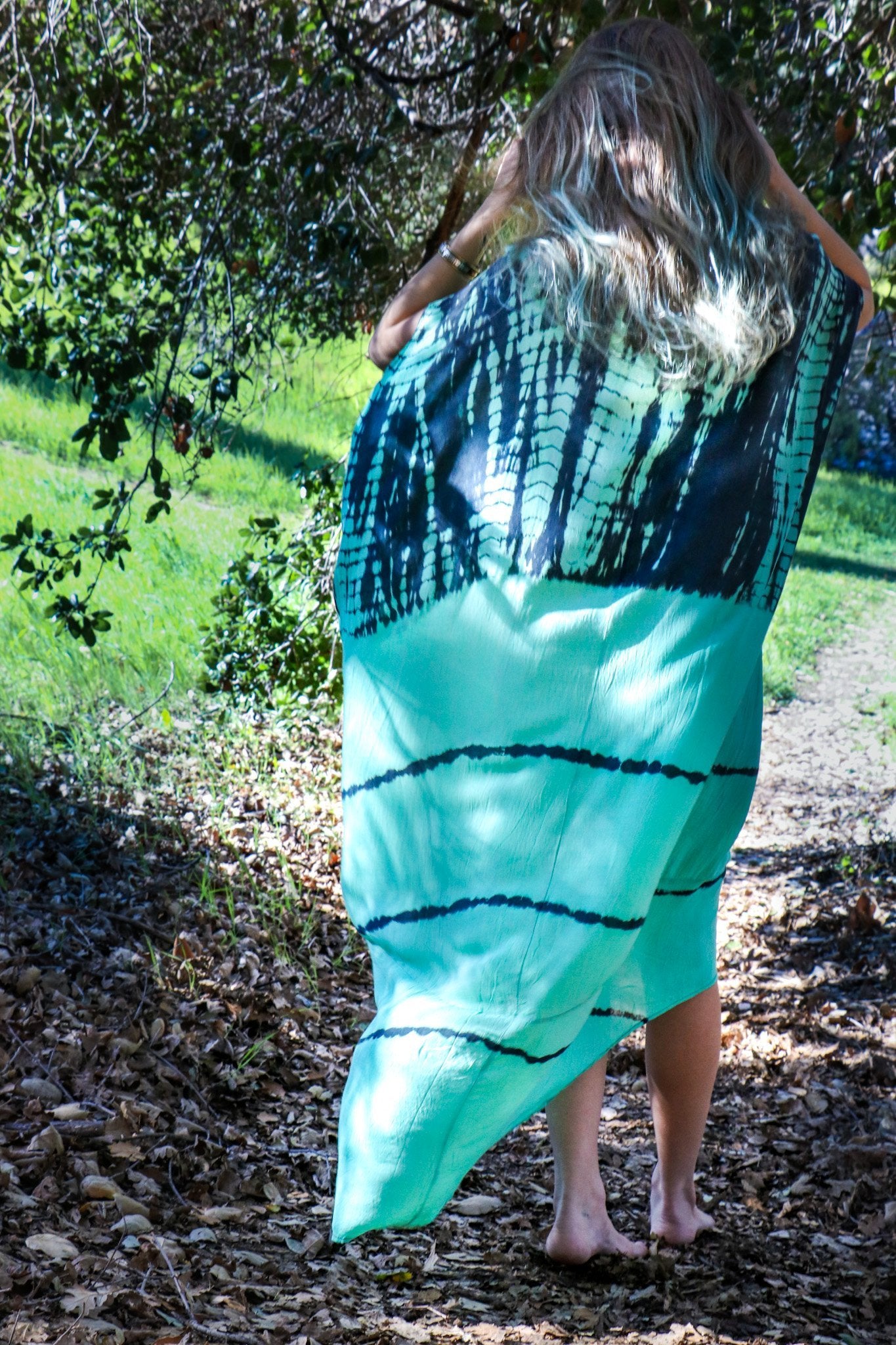 SOMA CAFTAN - AQUA / GHOST STRIPE - BHAVANI COLLECTIVE
