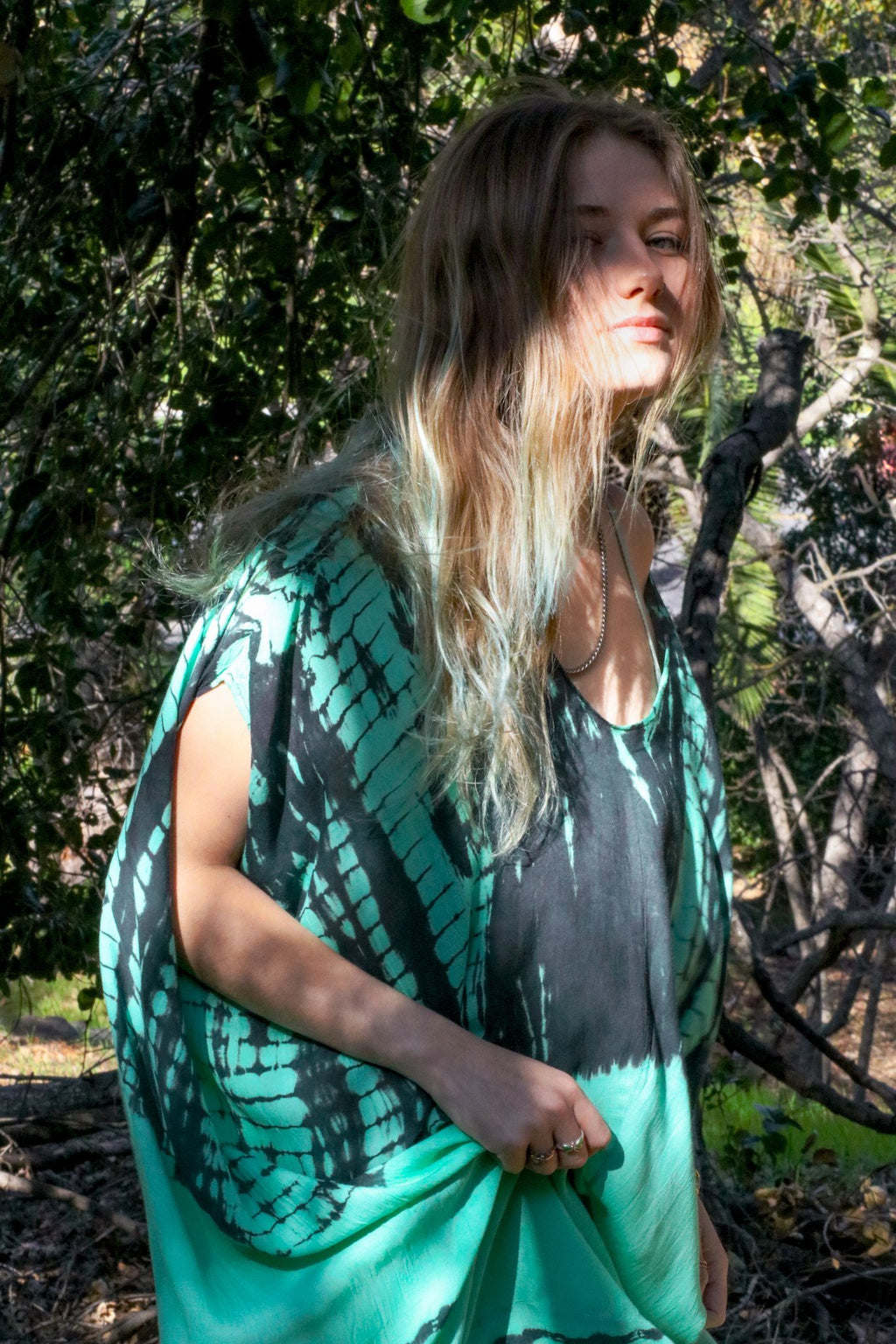 SOMA CAFTAN - AQUA / GHOST STRIPE - BHAVANI COLLECTIVE