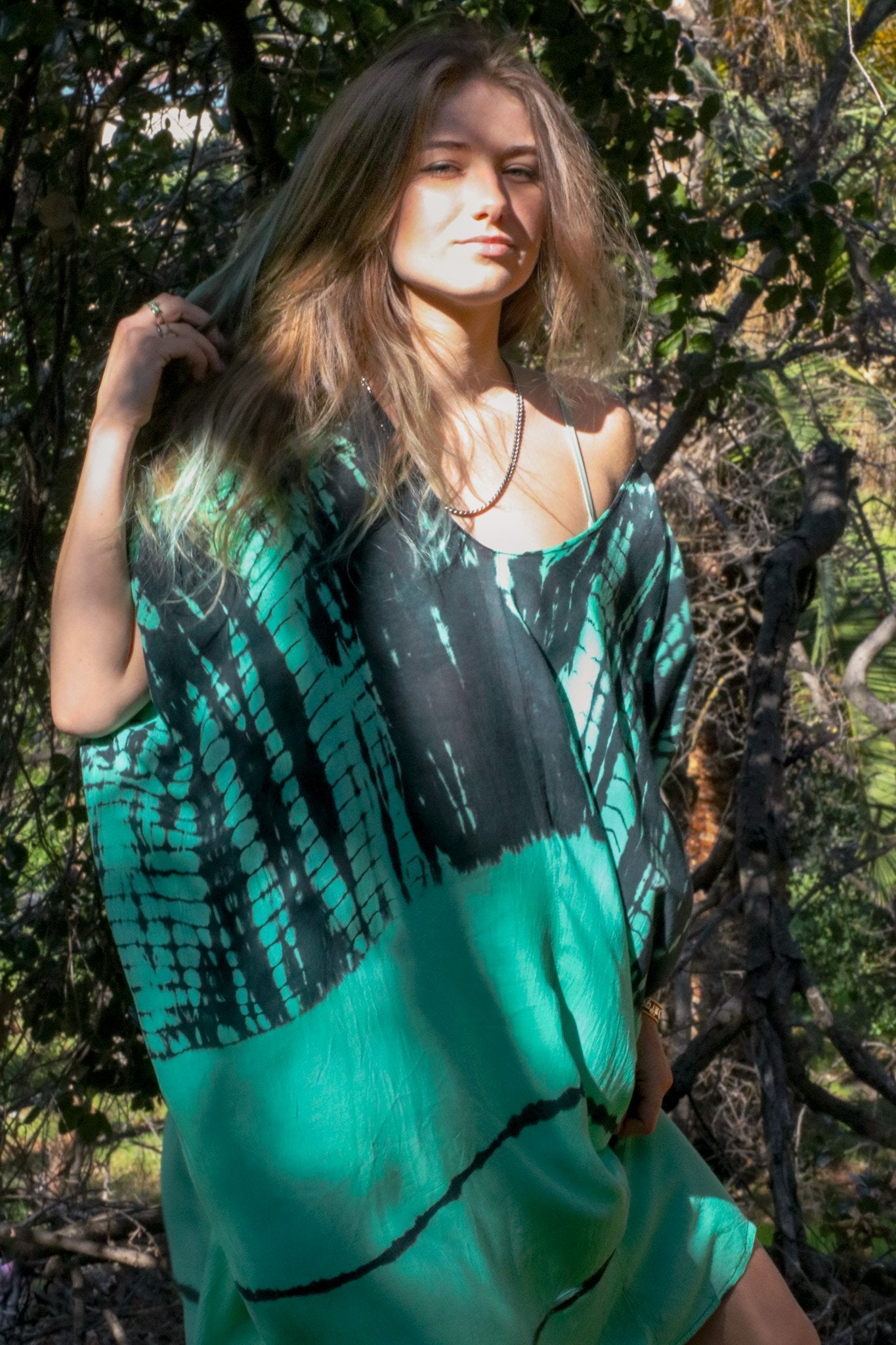 SOMA CAFTAN - AQUA / GHOST STRIPE - BHAVANI COLLECTIVE
