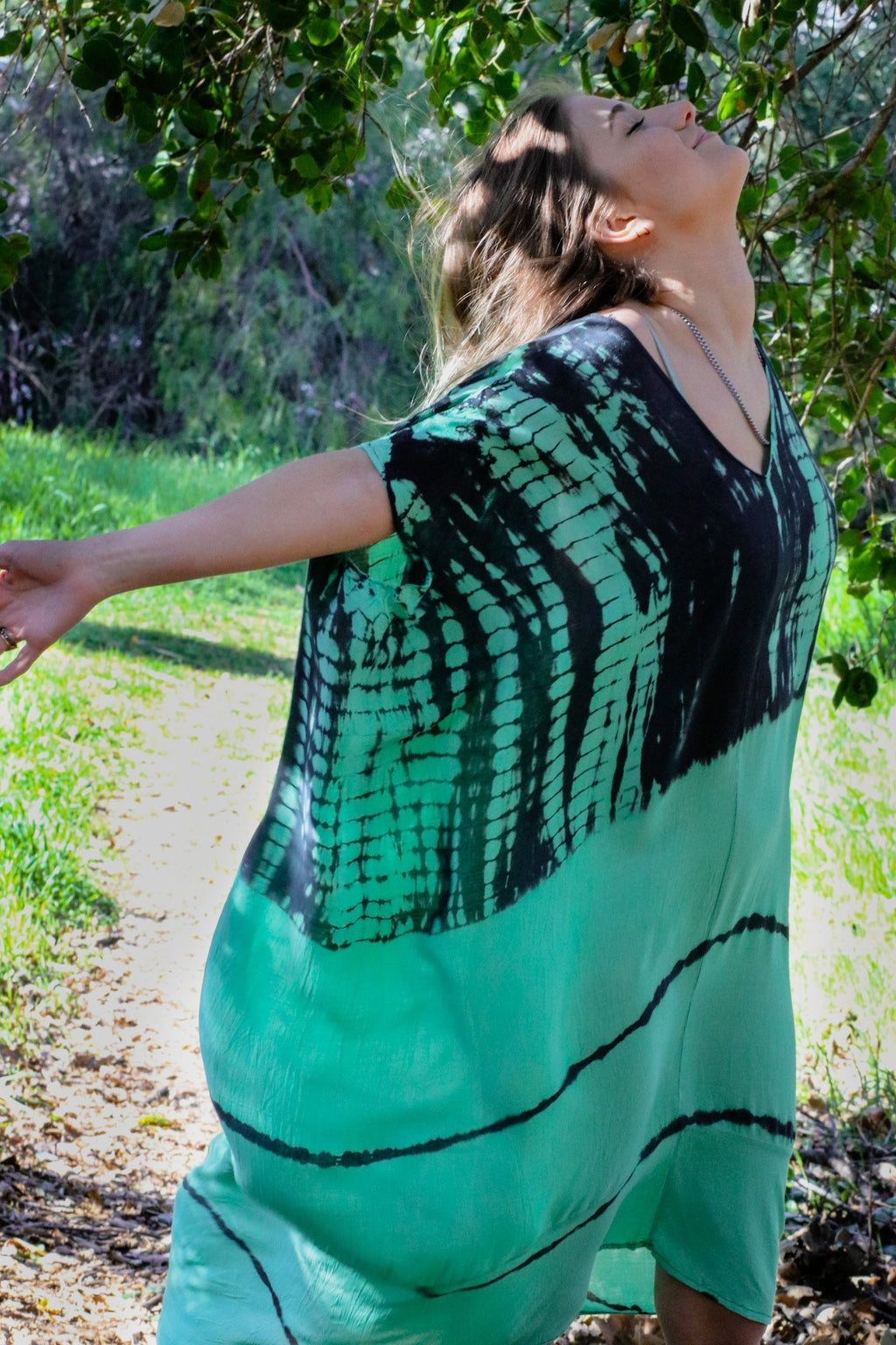 SOMA CAFTAN - AQUA / GHOST STRIPE - BHAVANI COLLECTIVE