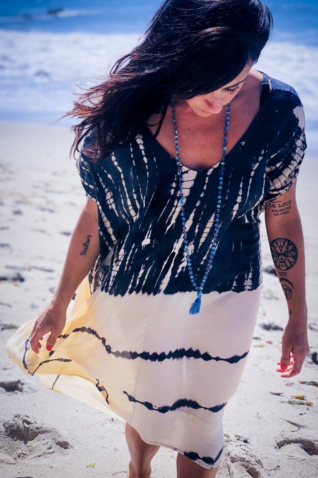 SOMA CAFTAN - CLOUD / GHOST STRIPE - BHAVANI COLLECTIVE