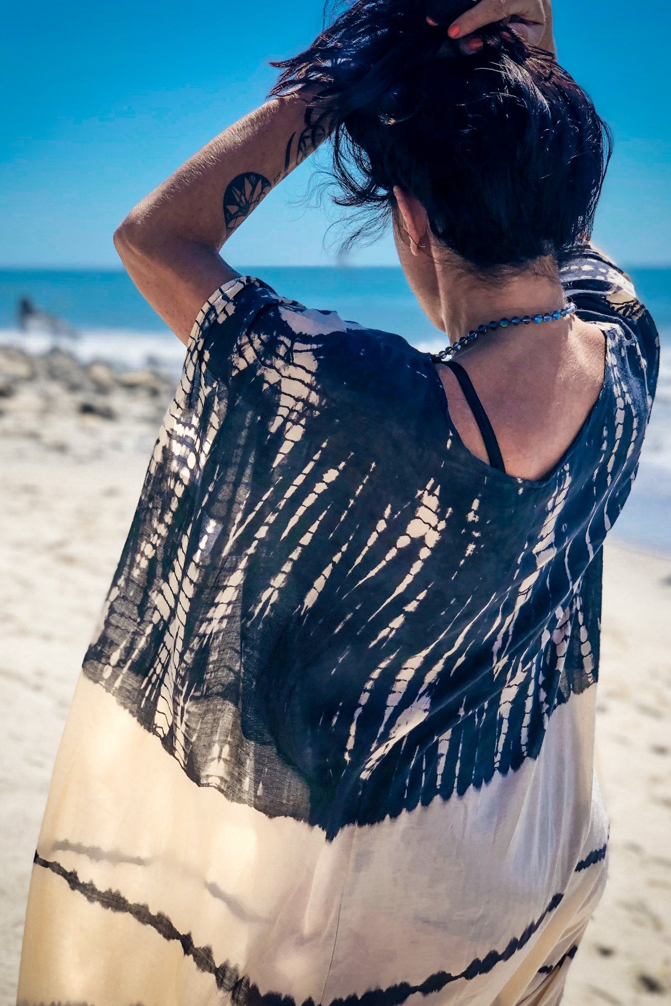 SOMA CAFTAN - CLOUD / GHOST STRIPE - BHAVANI COLLECTIVE