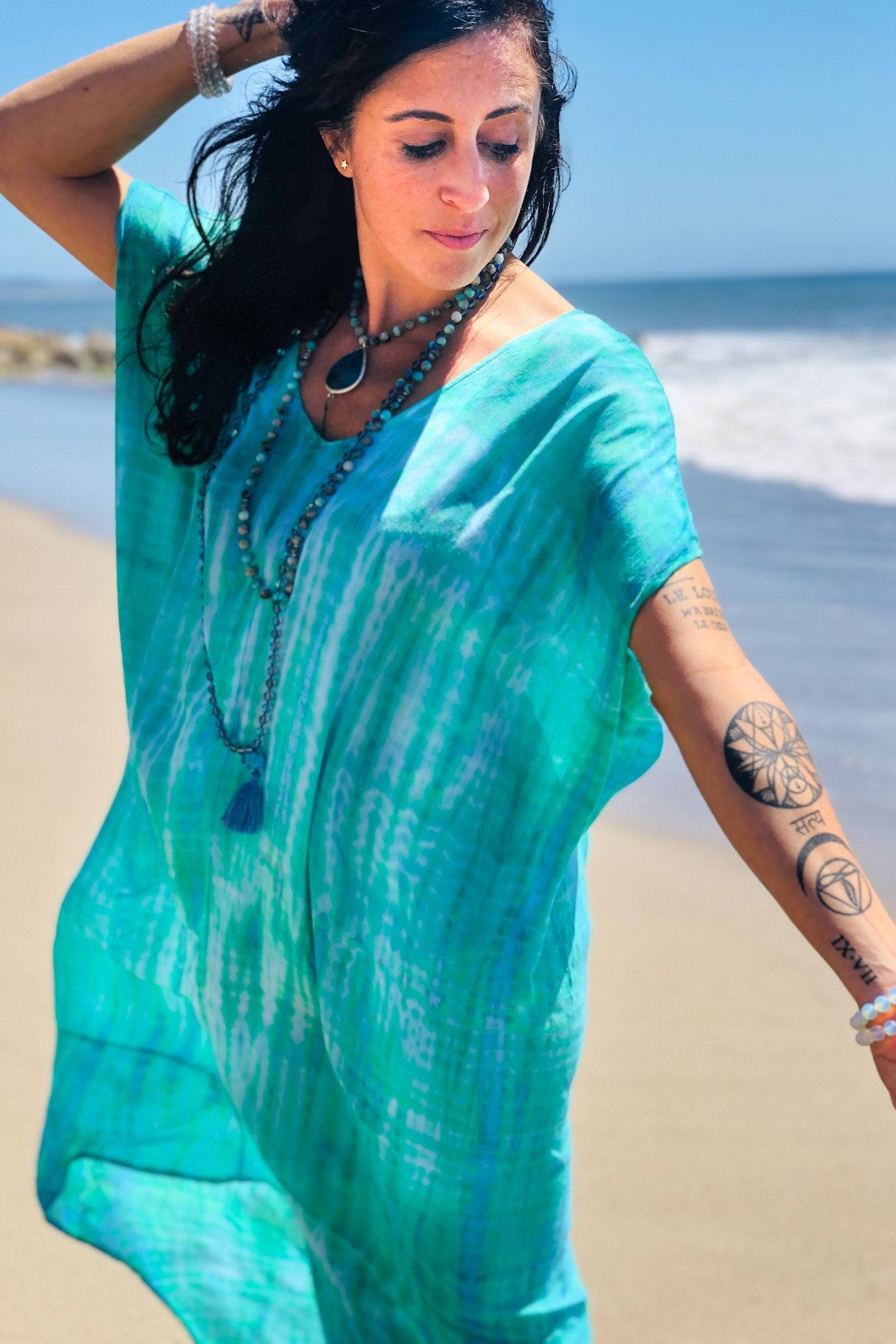 SOMA CAFTAN - ELECTRIC JUNGLE / BAMBOO STRIPE - BHAVANI COLLECTIVE