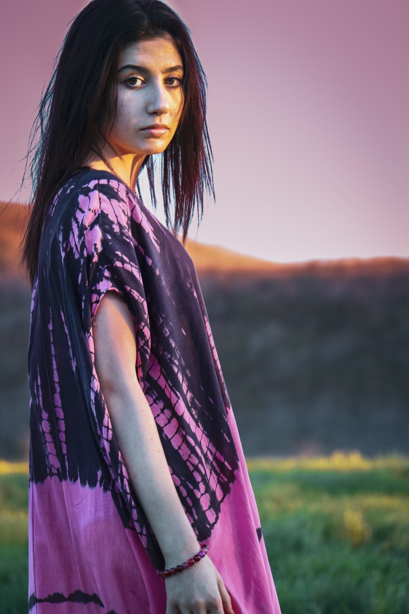 SOMA CAFTAN - HOT PINK / GHOST STRIPE - BHAVANI COLLECTIVE