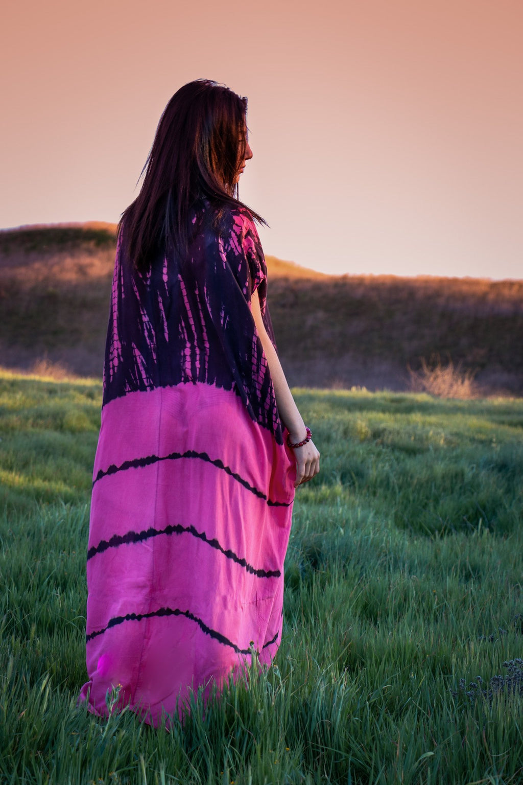 SOMA CAFTAN - HOT PINK / GHOST STRIPE - BHAVANI COLLECTIVE