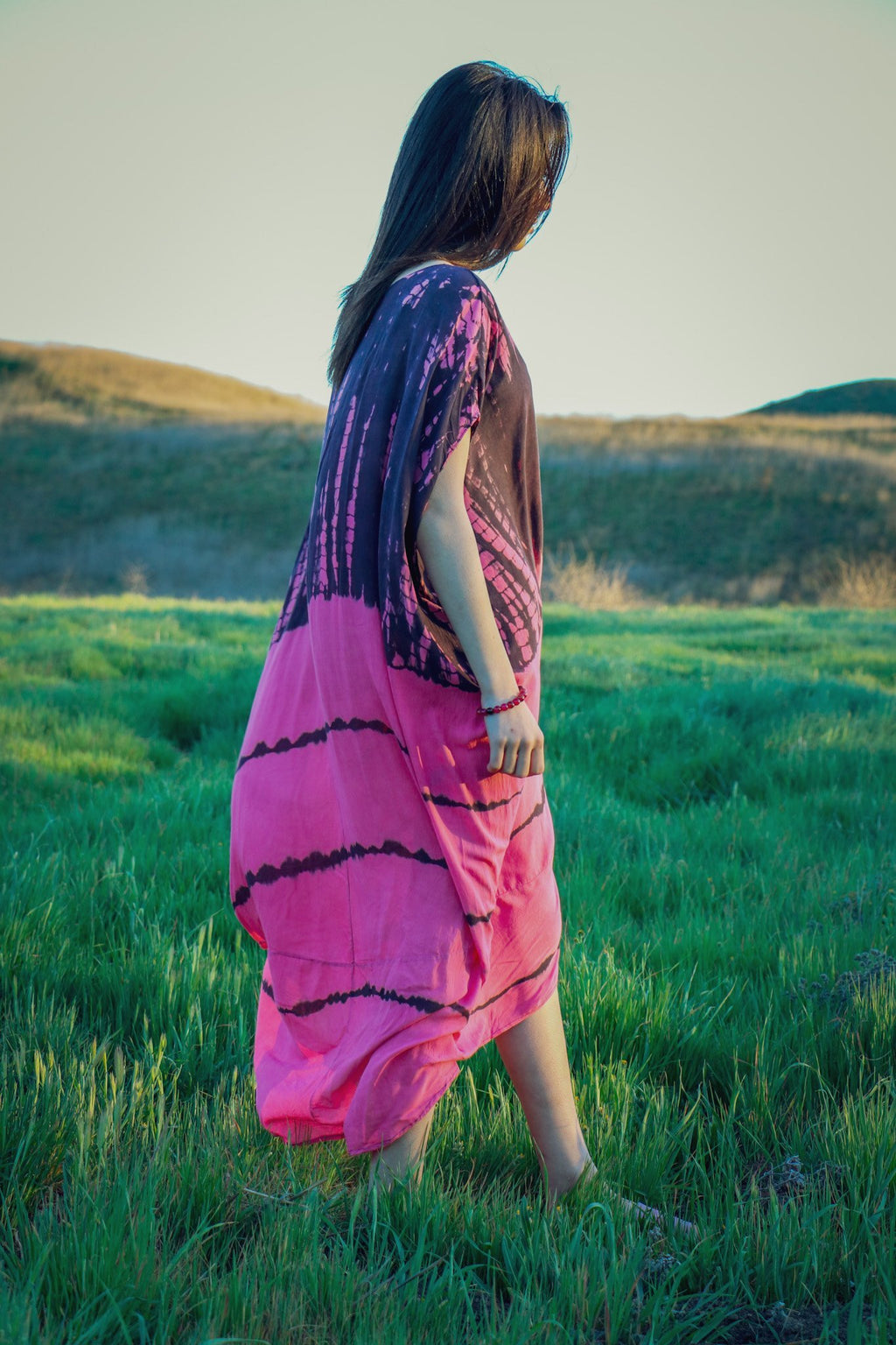 SOMA CAFTAN - HOT PINK / GHOST STRIPE - BHAVANI COLLECTIVE