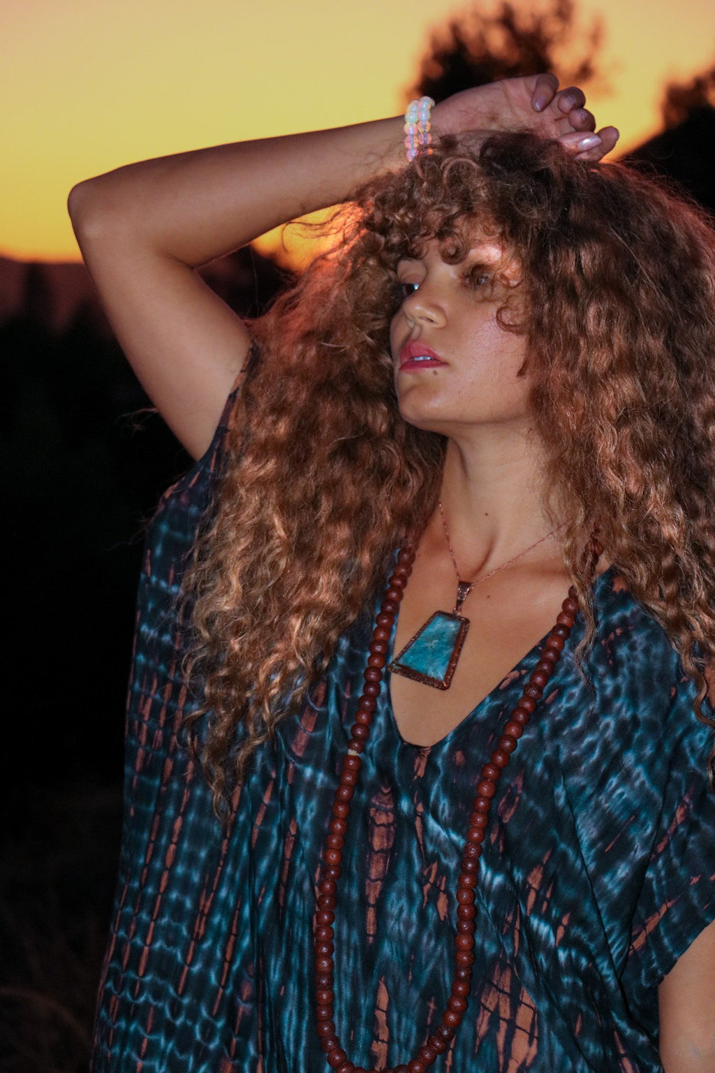 SOMA CAFTAN - NIGHT SKY / BAMBOO STRIPE - BHAVANI COLLECTIVE