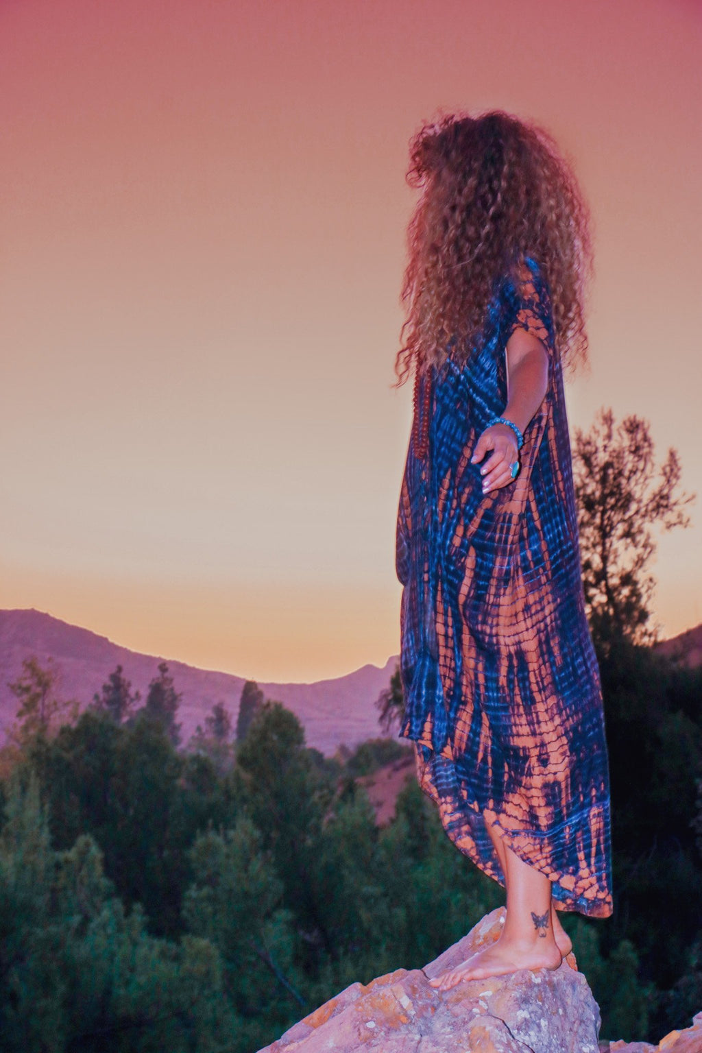 SOMA CAFTAN - NIGHT SKY / BAMBOO STRIPE - BHAVANI COLLECTIVE