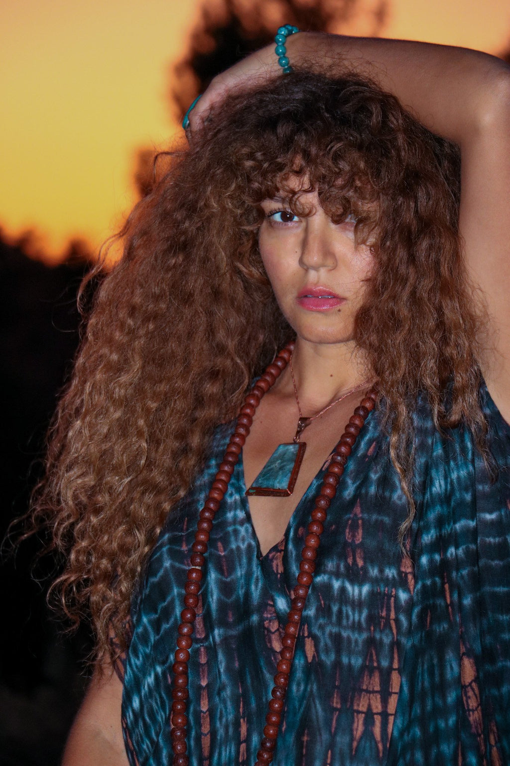 SOMA CAFTAN - NIGHT SKY / BAMBOO STRIPE - BHAVANI COLLECTIVE