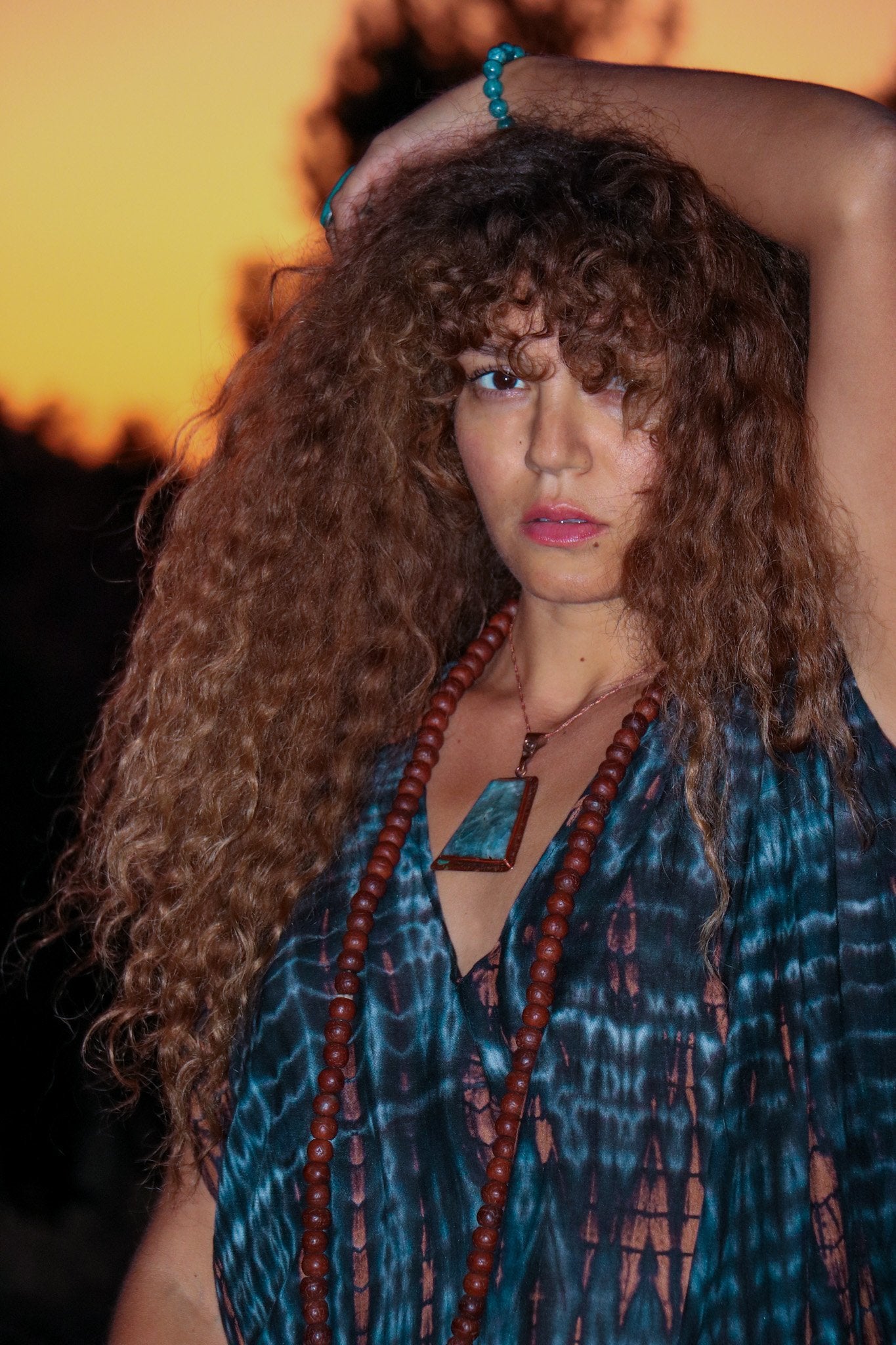 SOMA CAFTAN - NIGHT SKY / BAMBOO STRIPE - BHAVANI COLLECTIVE