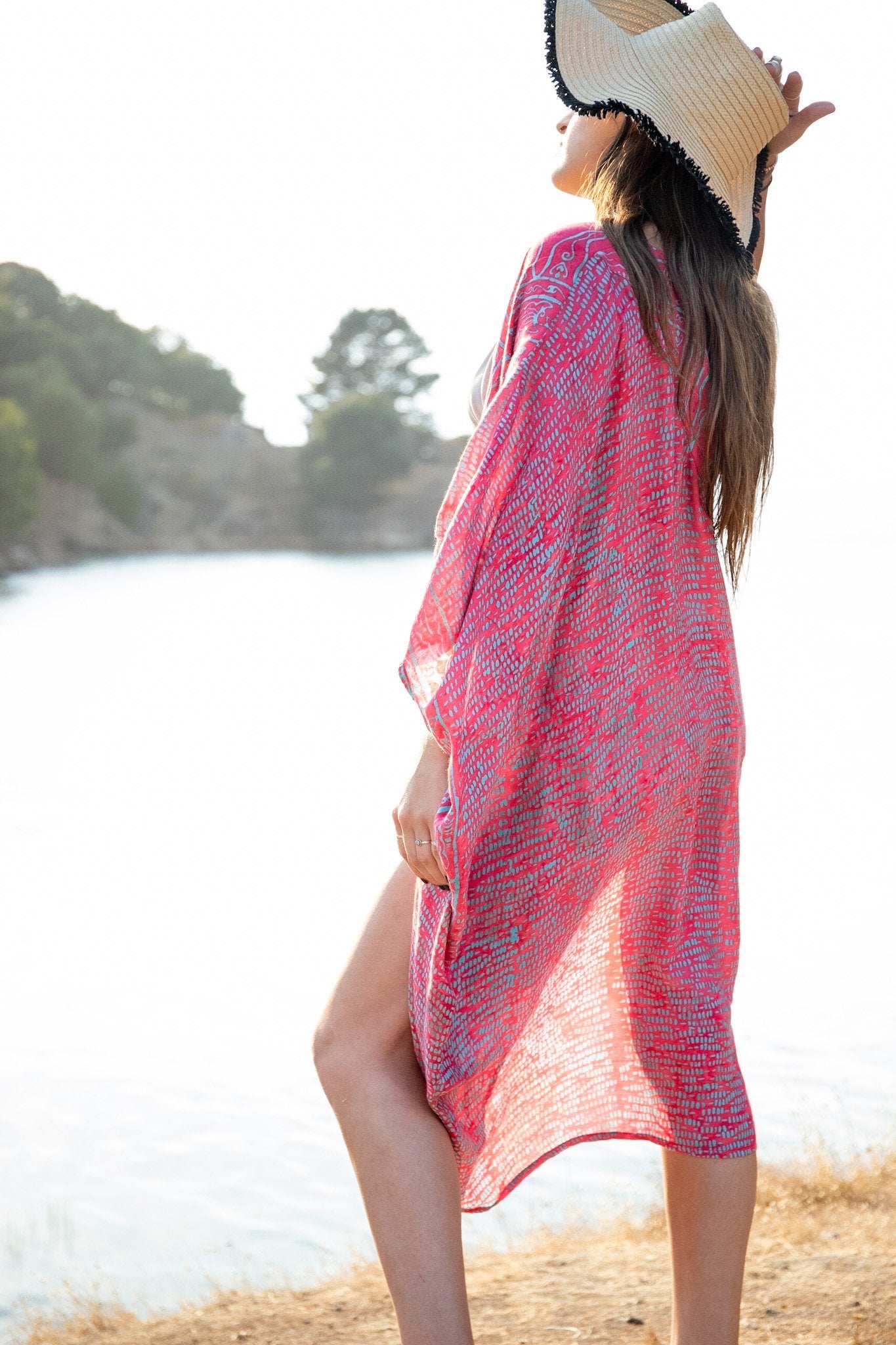 SUNSET KIMONO - JUNGLE RAIN / CORAL - BHAVANI COLLECTIVE