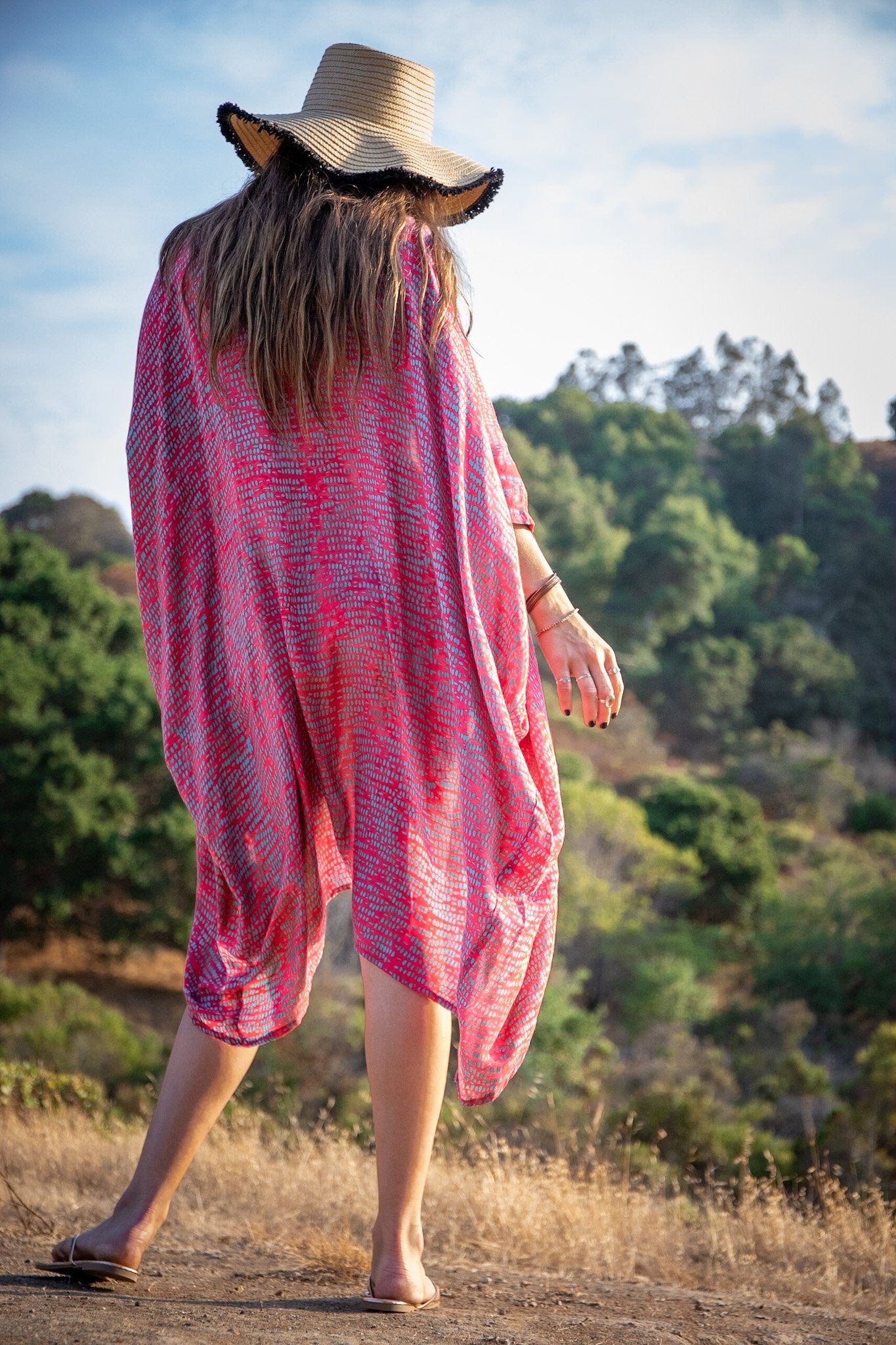 SUNSET KIMONO - JUNGLE RAIN / CORAL - BHAVANI COLLECTIVE