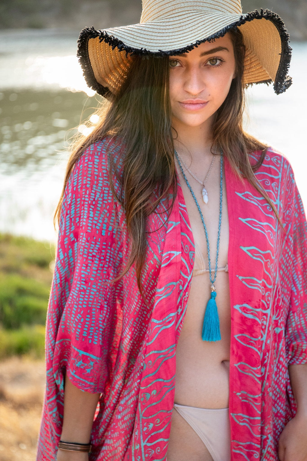 SUNSET KIMONO - JUNGLE RAIN / CORAL - BHAVANI COLLECTIVE