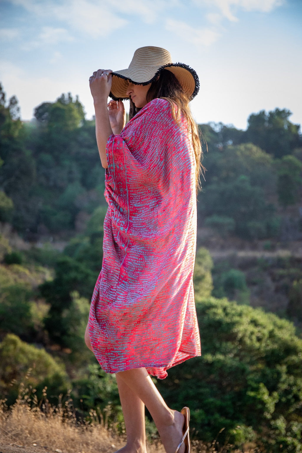 SUNSET KIMONO - JUNGLE RAIN / CORAL - BHAVANI COLLECTIVE