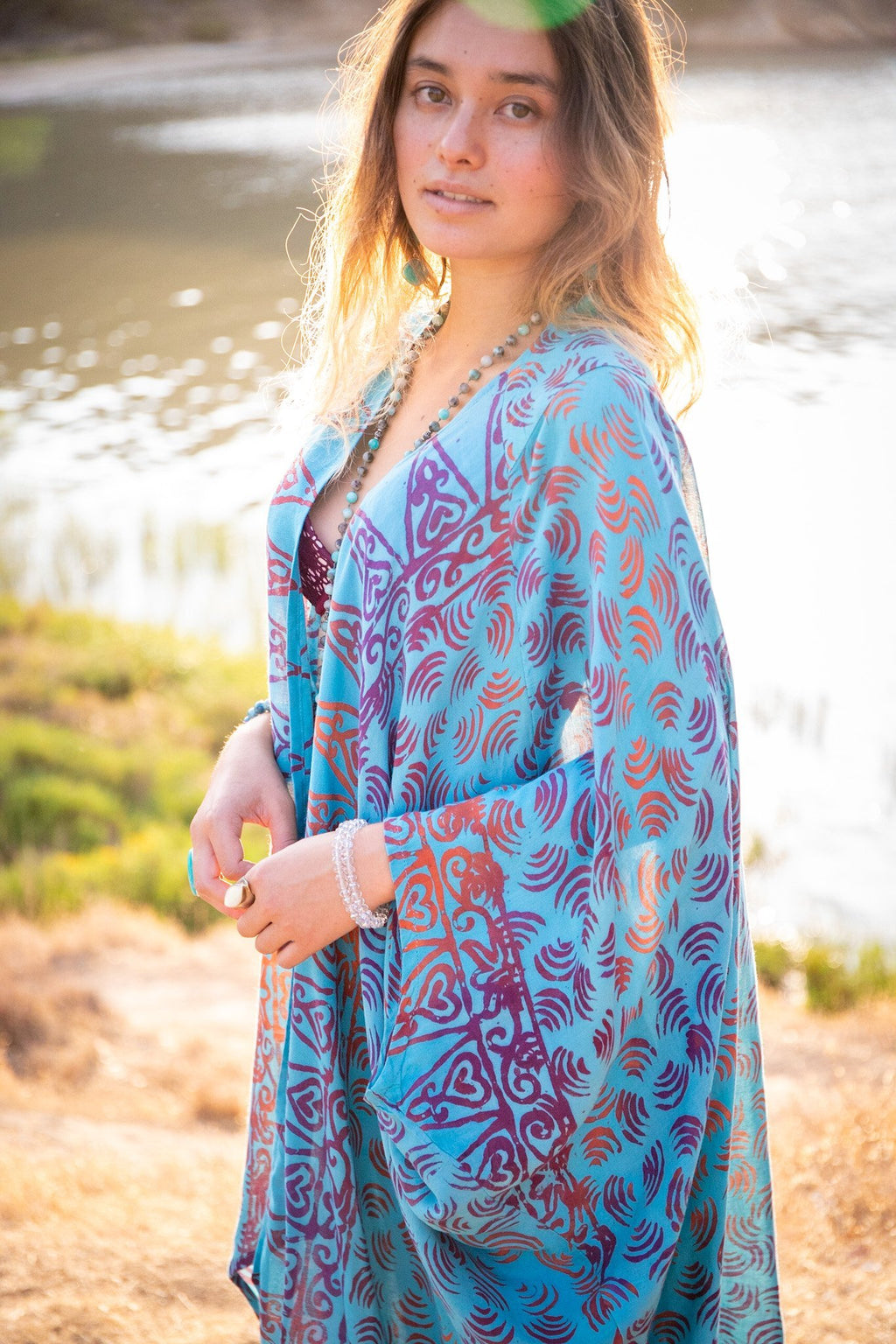 SUNSET KIMONO - TEMPLE FIRE / TURQUOISE - BHAVANI COLLECTIVE