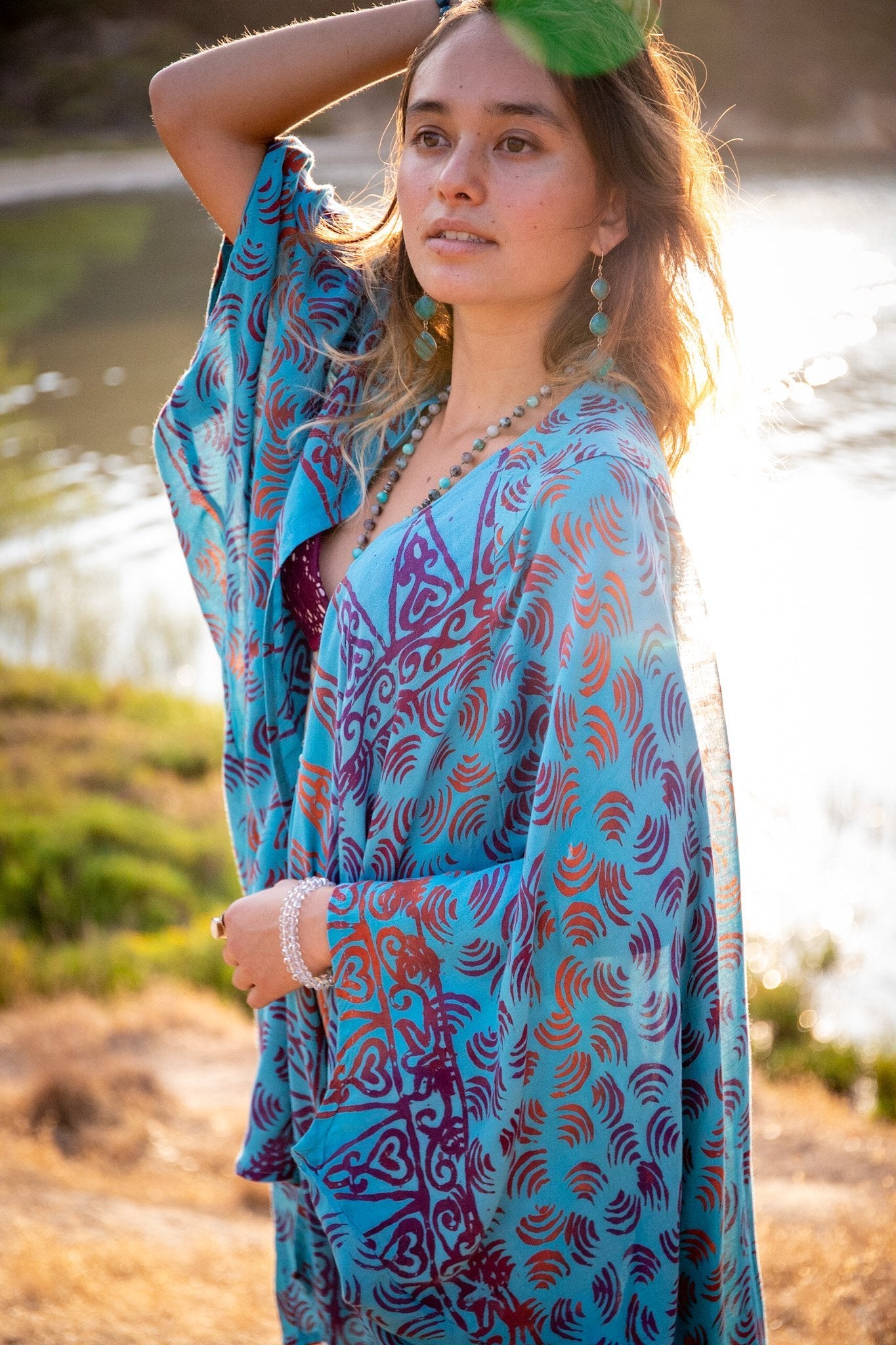 SUNSET KIMONO - TEMPLE FIRE / TURQUOISE - BHAVANI COLLECTIVE