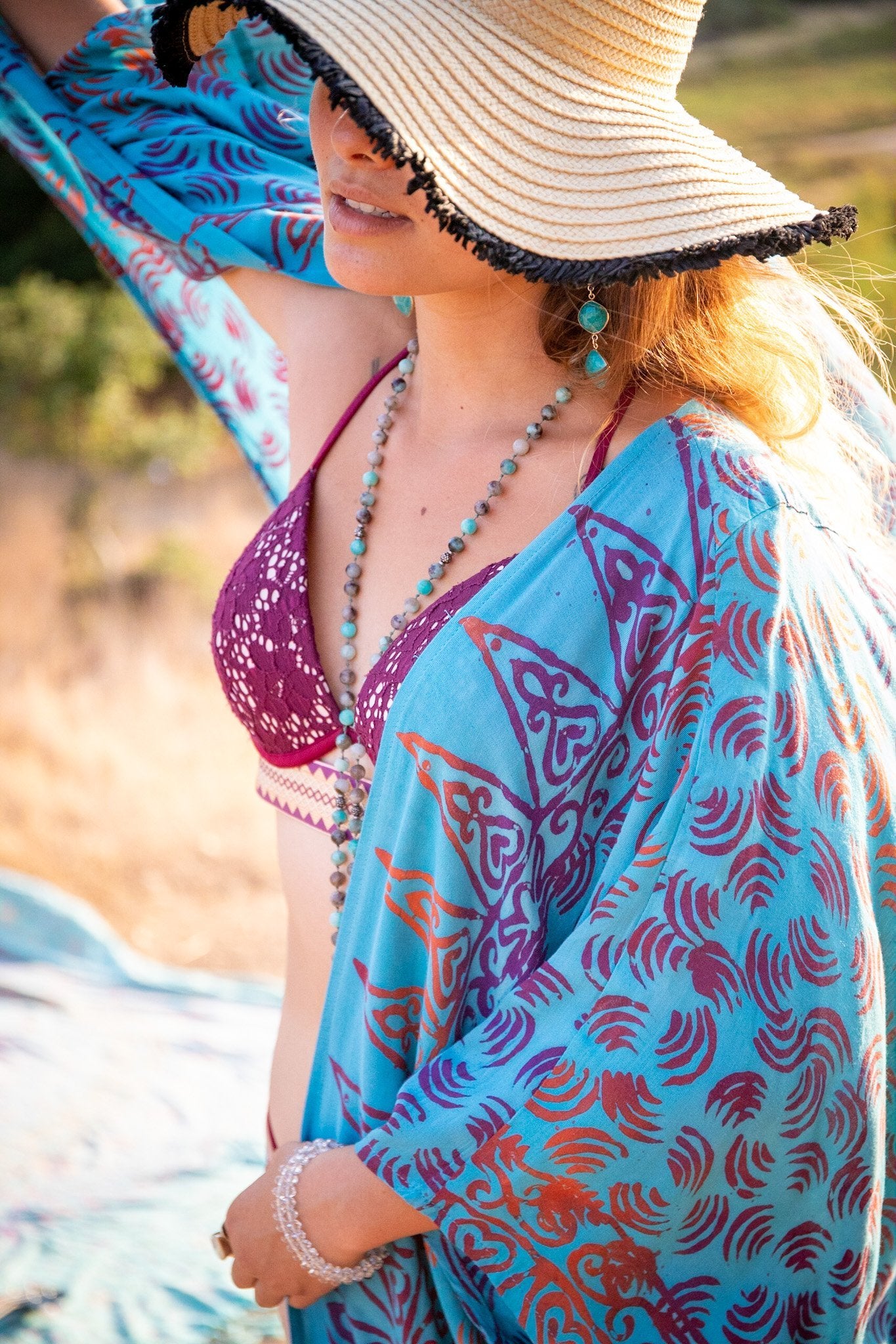 SUNSET KIMONO - TEMPLE FIRE / TURQUOISE - BHAVANI COLLECTIVE