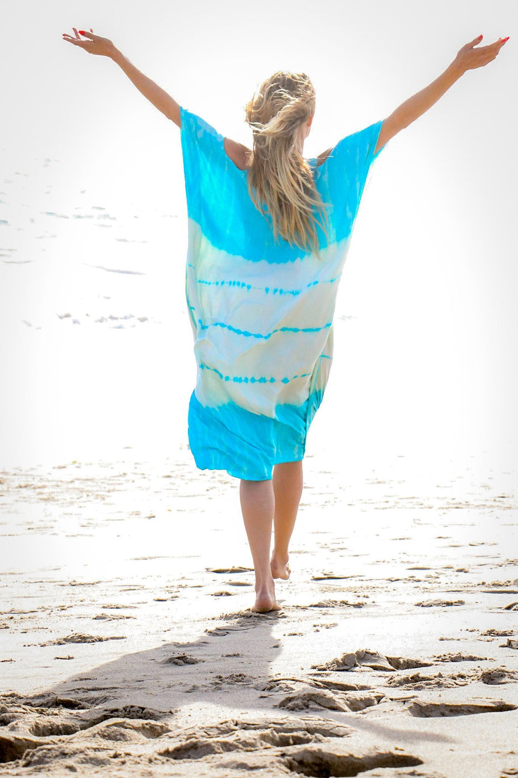 TULUM CAFTAN - AQUA / GHOST STRIPE - BHAVANI COLLECTIVE
