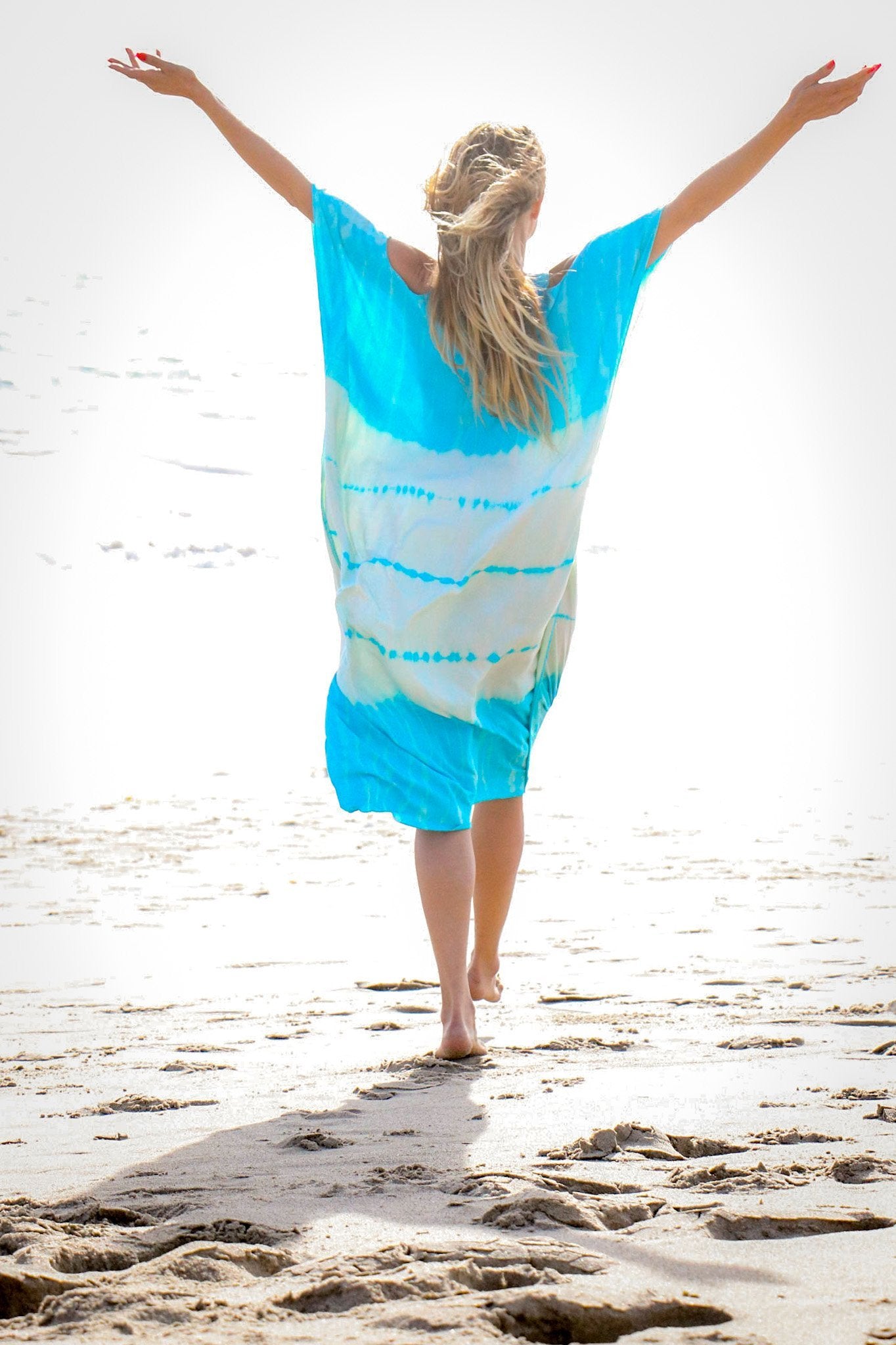 TULUM CAFTAN - AQUA / GHOST STRIPE - BHAVANI COLLECTIVE
