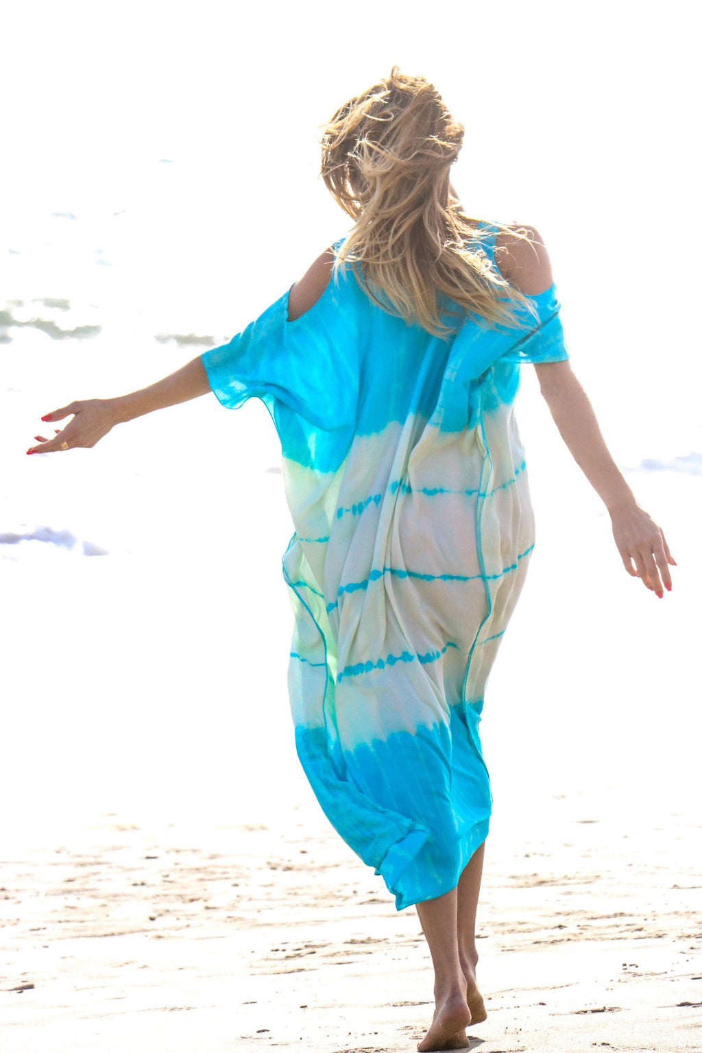 TULUM CAFTAN - AQUA / GHOST STRIPE - BHAVANI COLLECTIVE
