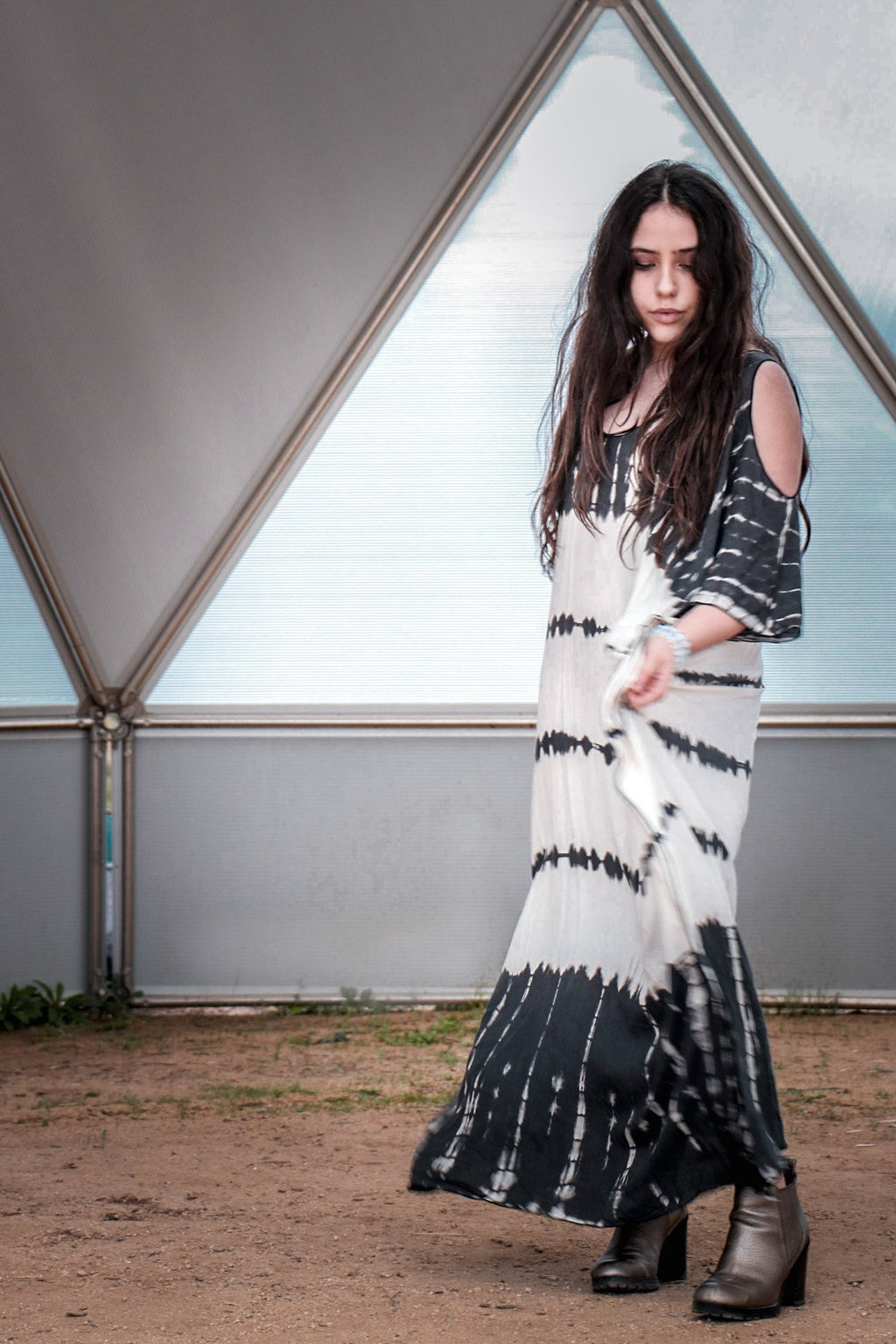 TULUM CAFTAN - CLOUD / GHOST STRIPE - BHAVANI COLLECTIVE