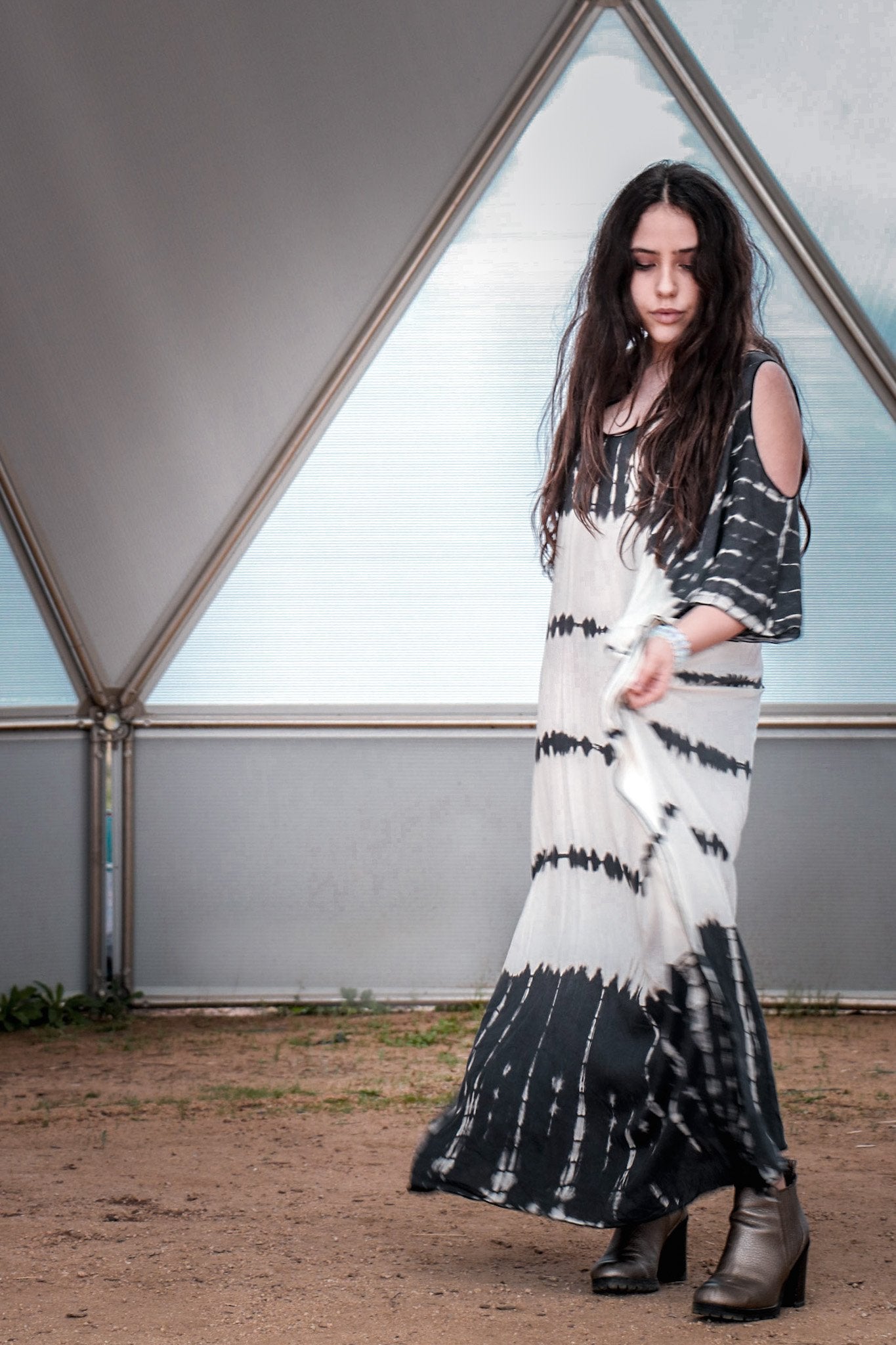 TULUM CAFTAN - CLOUD / GHOST STRIPE - BHAVANI COLLECTIVE