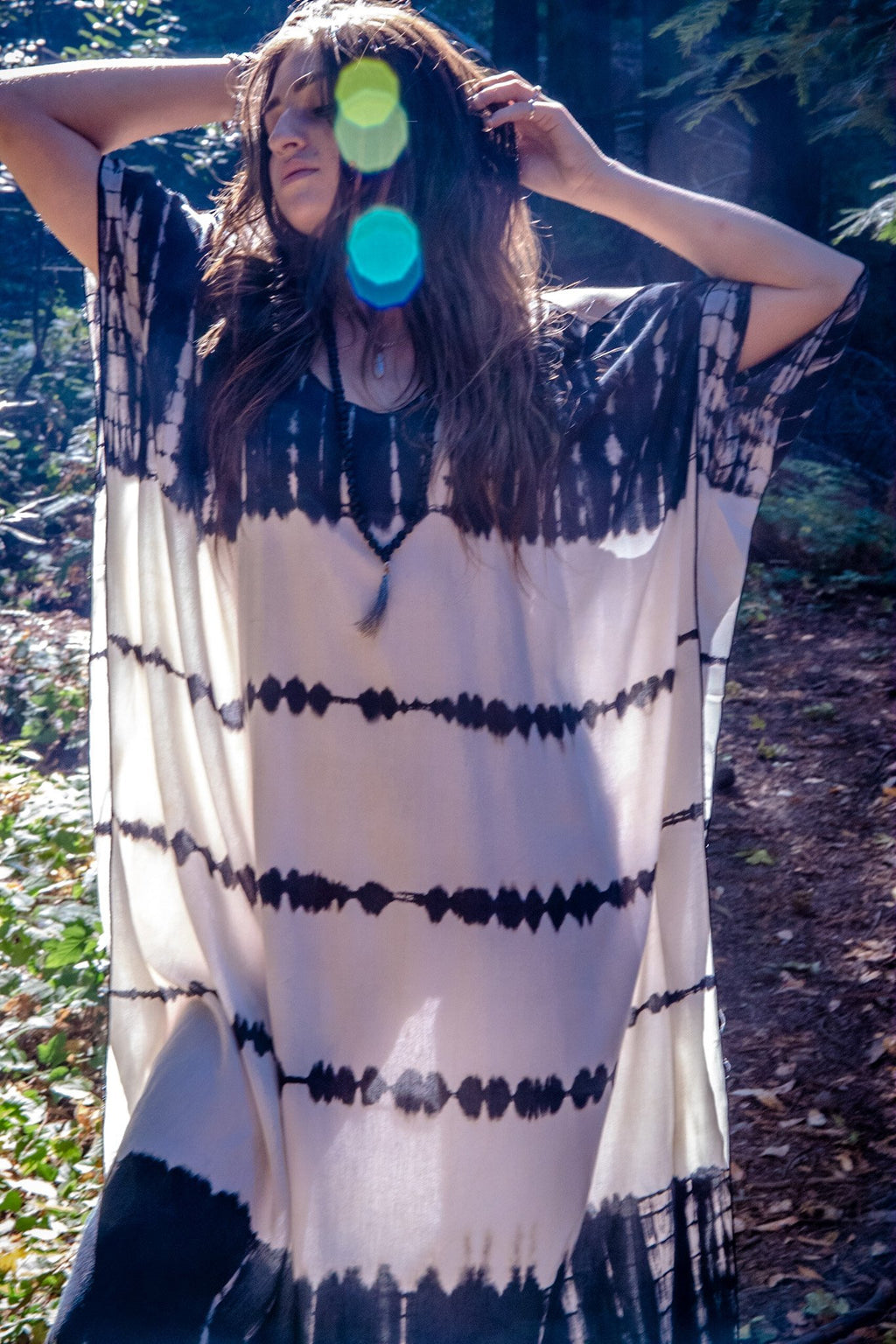 TULUM CAFTAN - CLOUD / GHOST STRIPE - BHAVANI COLLECTIVE