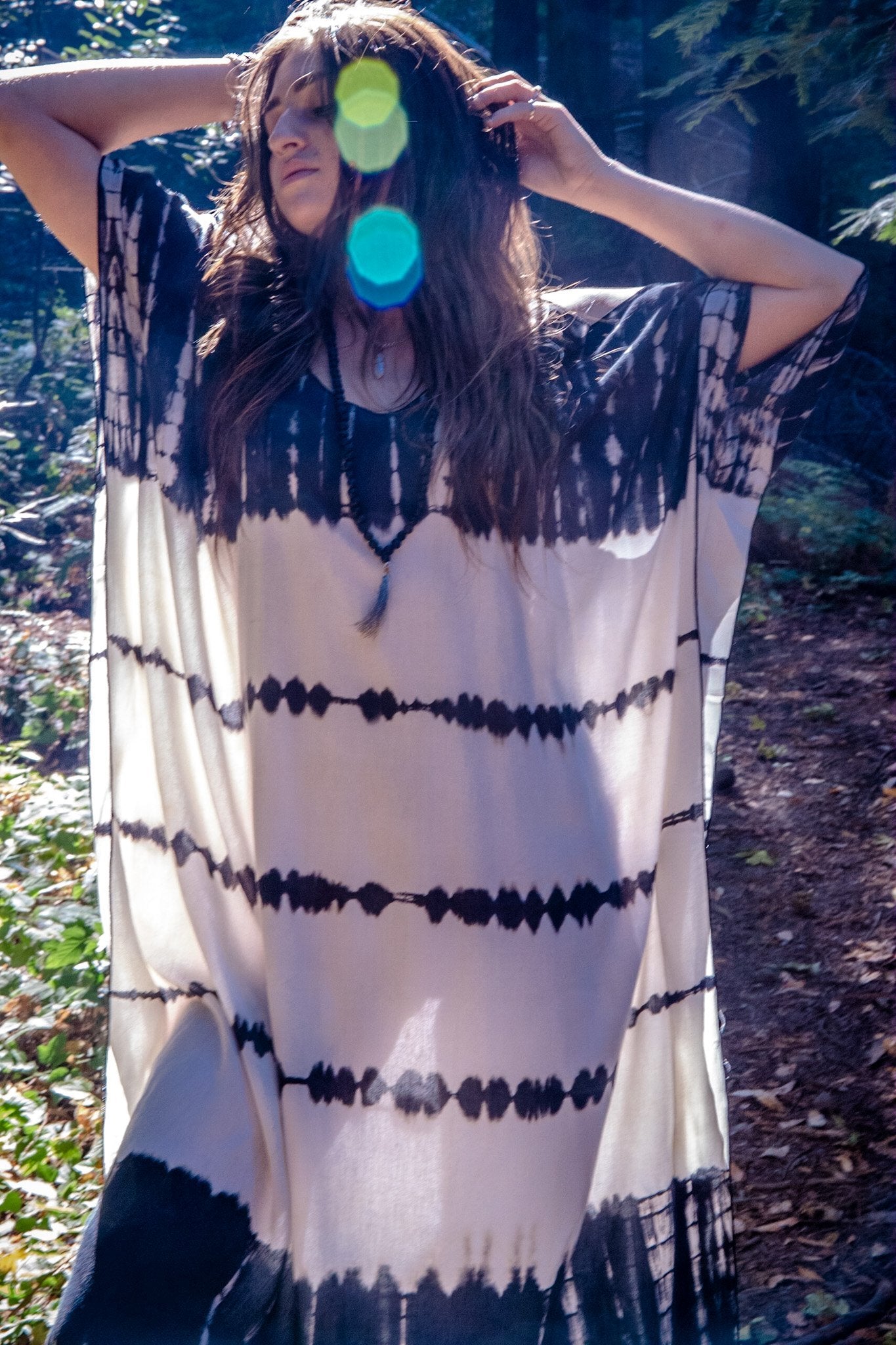 TULUM CAFTAN - CLOUD / GHOST STRIPE - BHAVANI COLLECTIVE