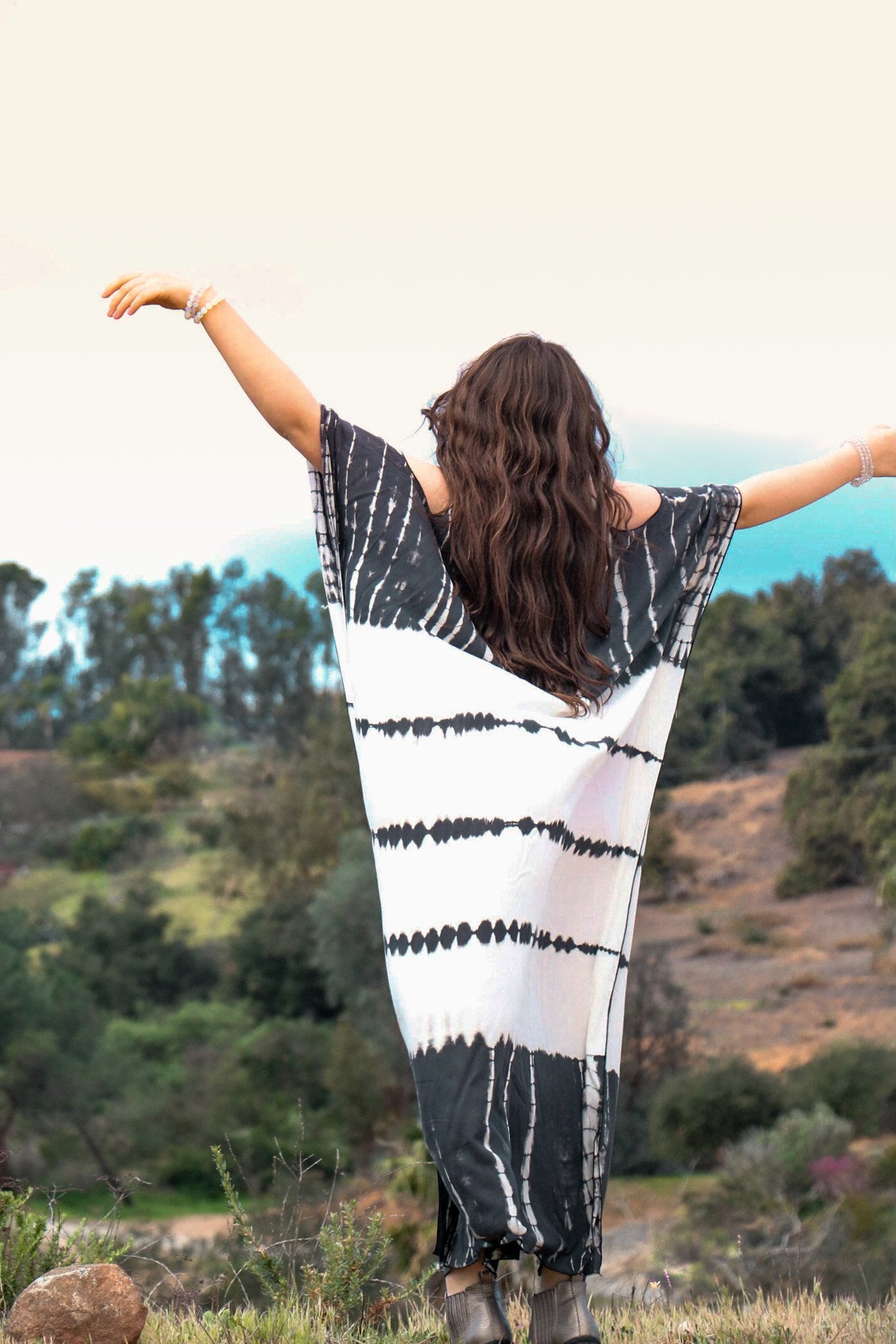 TULUM CAFTAN - CLOUD / GHOST STRIPE - BHAVANI COLLECTIVE