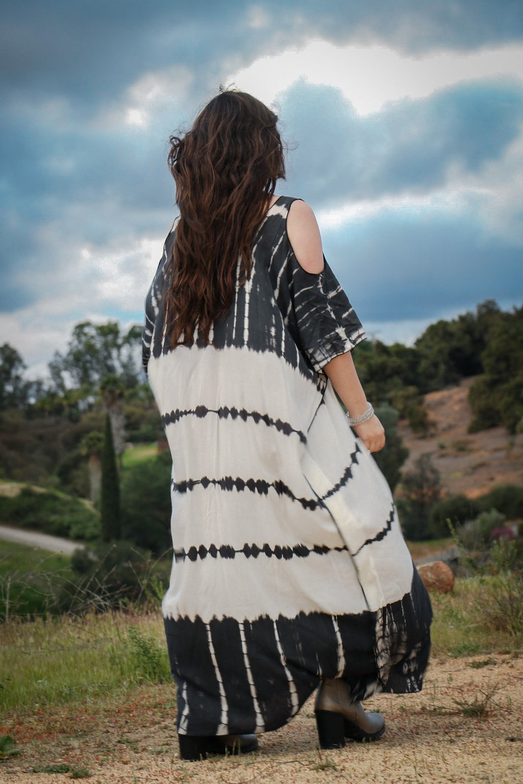TULUM CAFTAN - CLOUD / GHOST STRIPE - BHAVANI COLLECTIVE