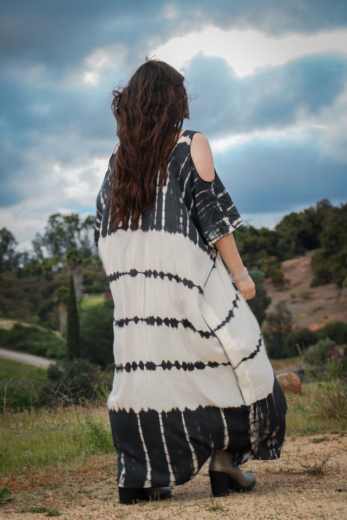 TULUM CAFTAN - CLOUD / GHOST STRIPE - BHAVANI COLLECTIVE