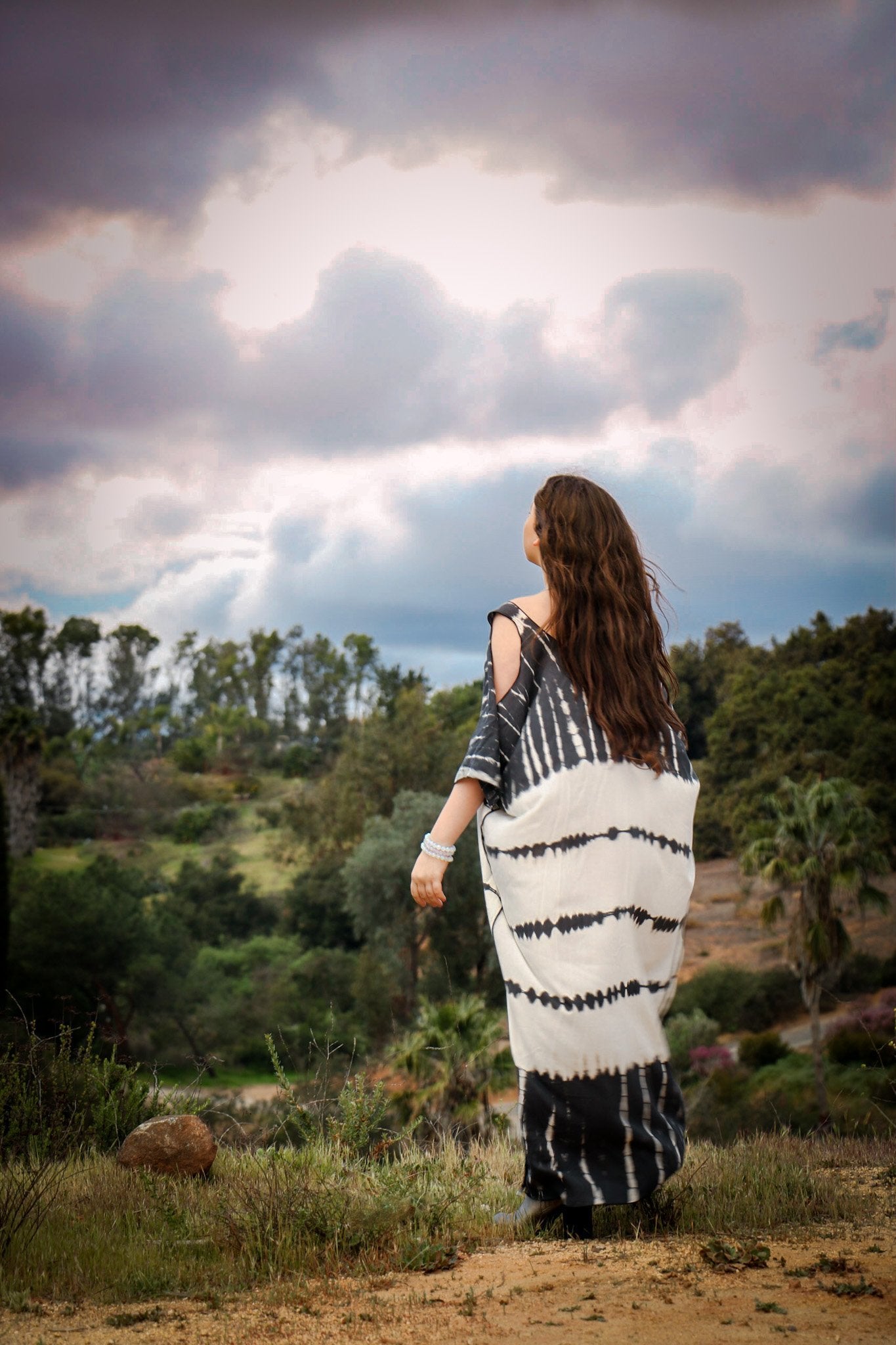 TULUM CAFTAN - CLOUD / GHOST STRIPE - BHAVANI COLLECTIVE