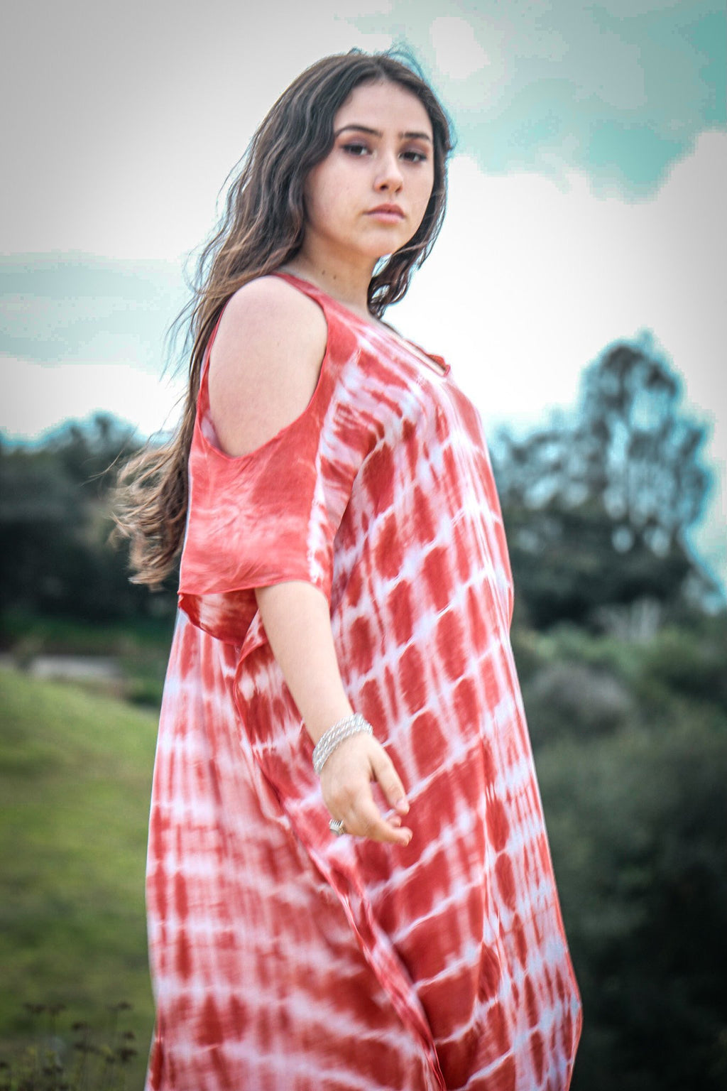 TULUM CAFTAN - CORAL / BAMBOO STRIPE - BHAVANI COLLECTIVE