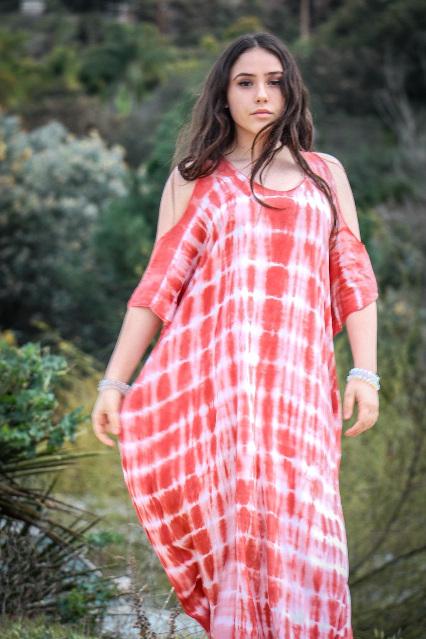 TULUM CAFTAN - CORAL / BAMBOO STRIPE - BHAVANI COLLECTIVE