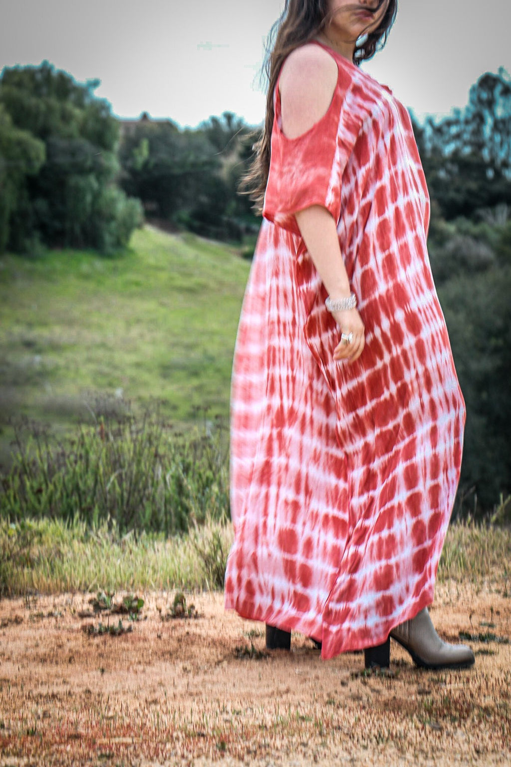 TULUM CAFTAN - CORAL / BAMBOO STRIPE - BHAVANI COLLECTIVE