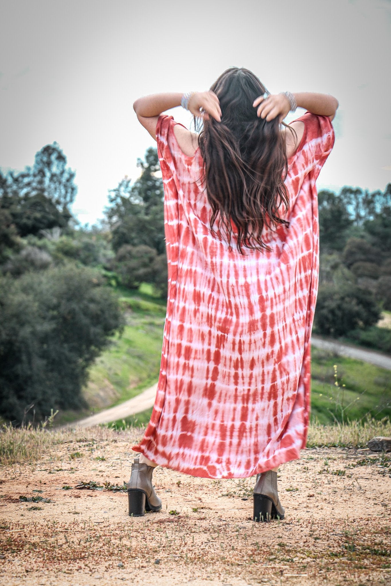 TULUM CAFTAN - CORAL / BAMBOO STRIPE - BHAVANI COLLECTIVE