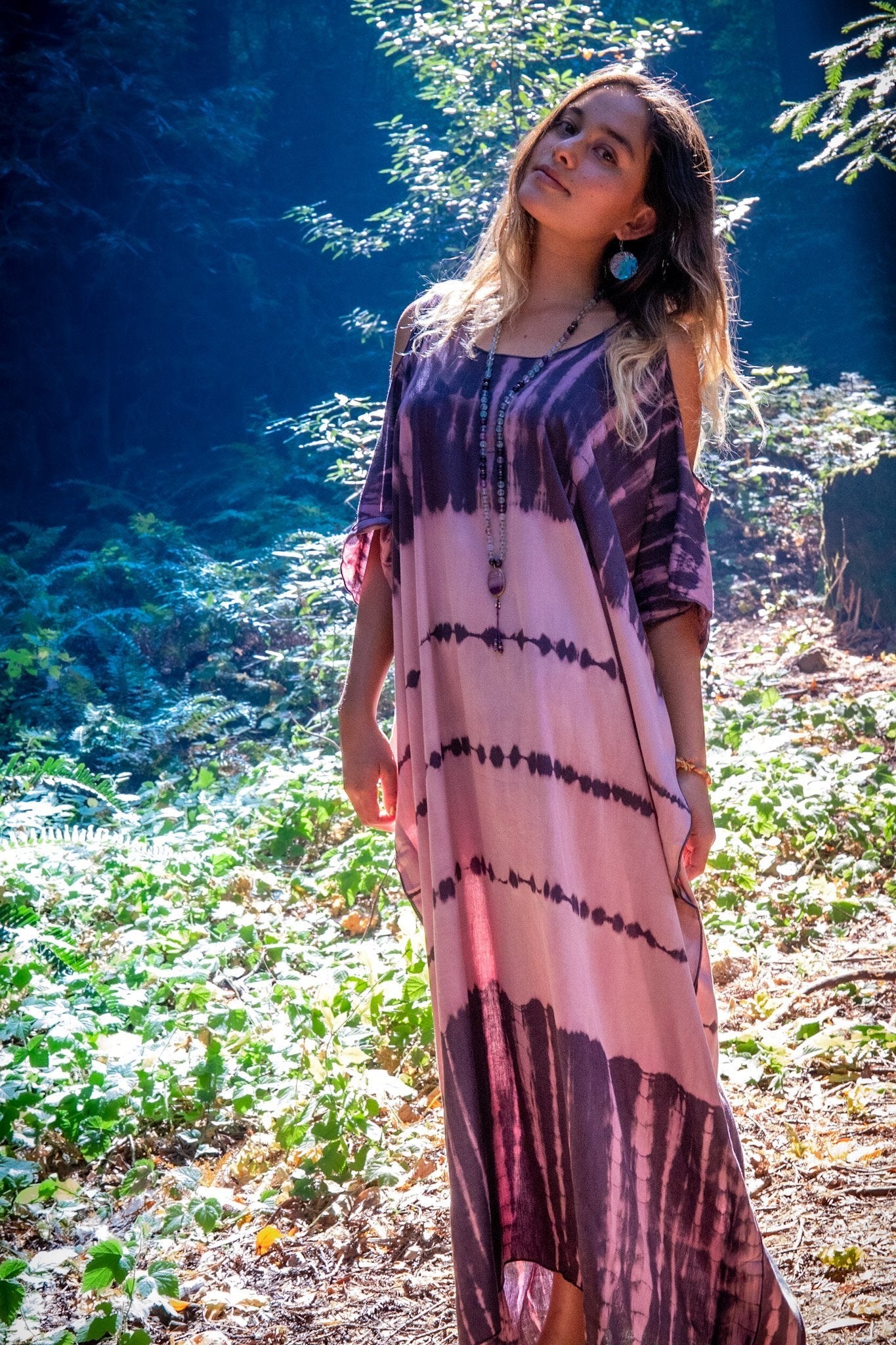 TULUM CAFTAN - MAUVEGLOW / GHOST STRIPE - BHAVANI COLLECTIVE