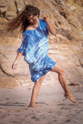 TULUM CAFTAN - OCEAN / GHOST STRIPE - BHAVANI COLLECTIVE