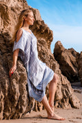TULUM CAFTAN - SILVER / BAMBOO STRIPE - BHAVANI COLLECTIVE