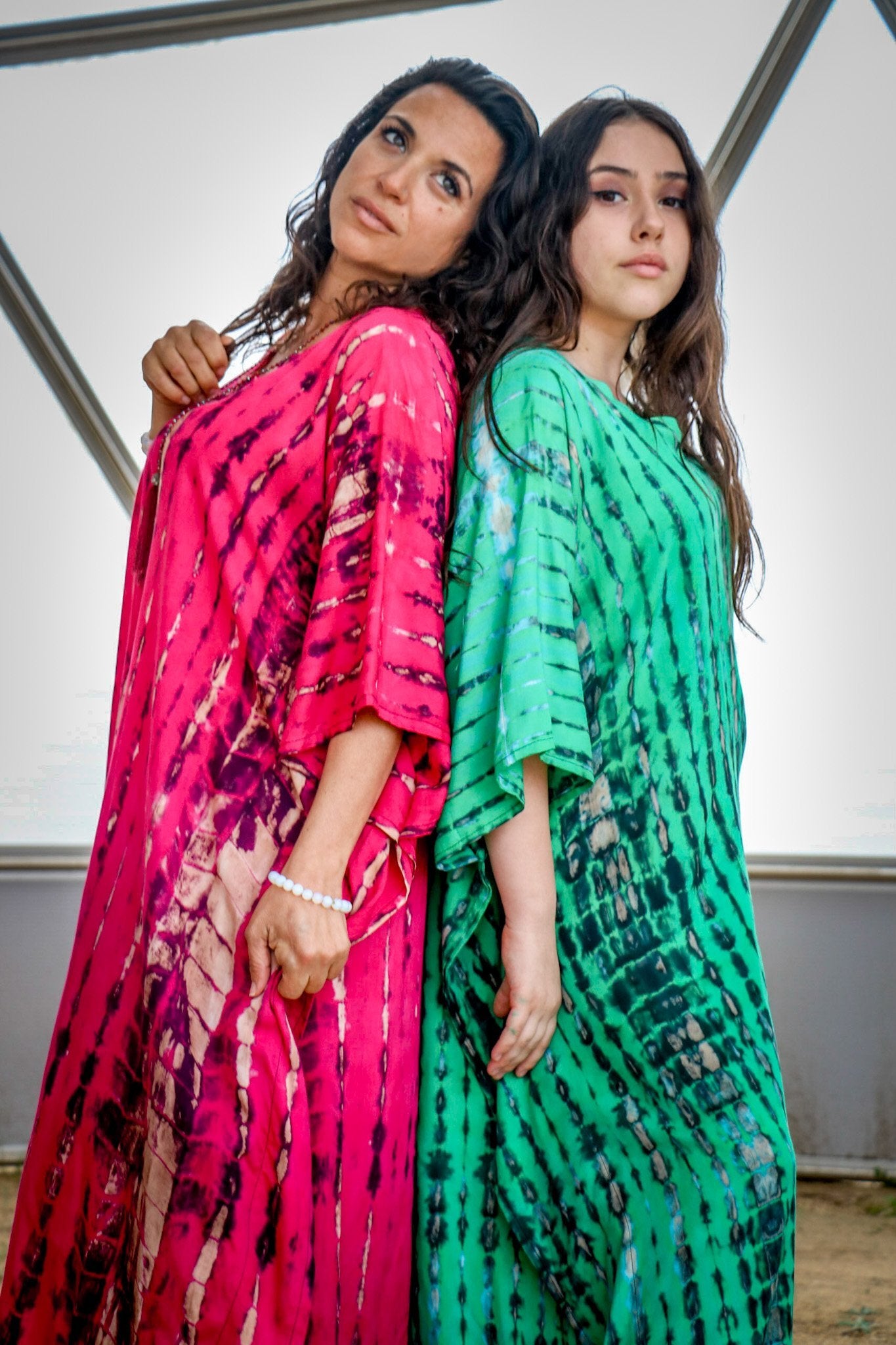 VENUS CAFTAN - ELECTRIC FUCHSIA / BAMBOO STRIPE - BHAVANI COLLECTIVE