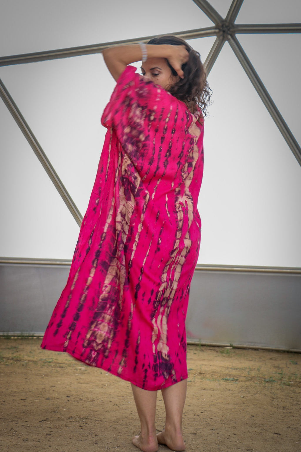 VENUS CAFTAN - ELECTRIC FUCHSIA / BAMBOO STRIPE - BHAVANI COLLECTIVE