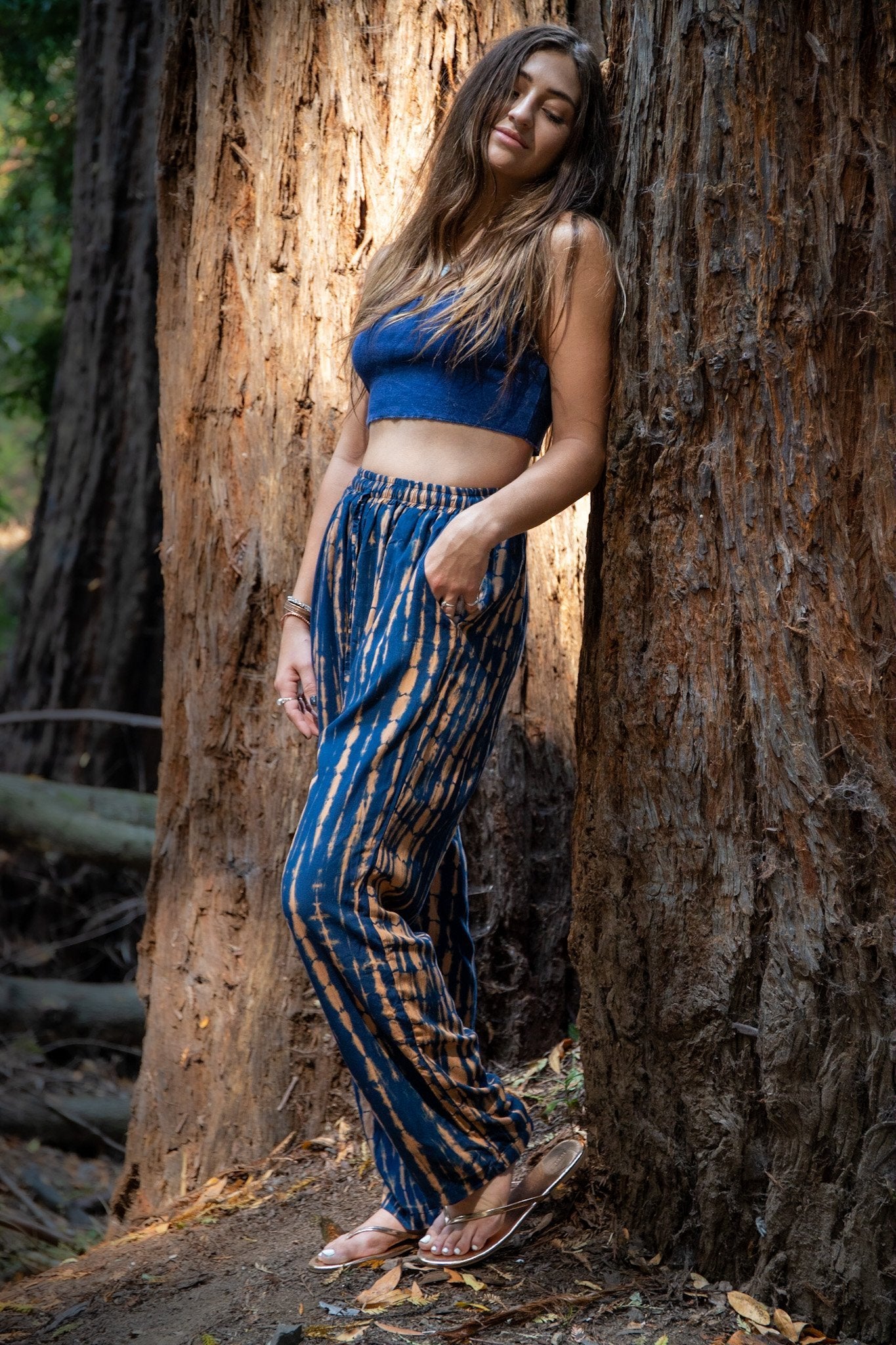 ZEN PANT - MIDNIGHT MOON / BAMBOO STRIPE - BHAVANI COLLECTIVE