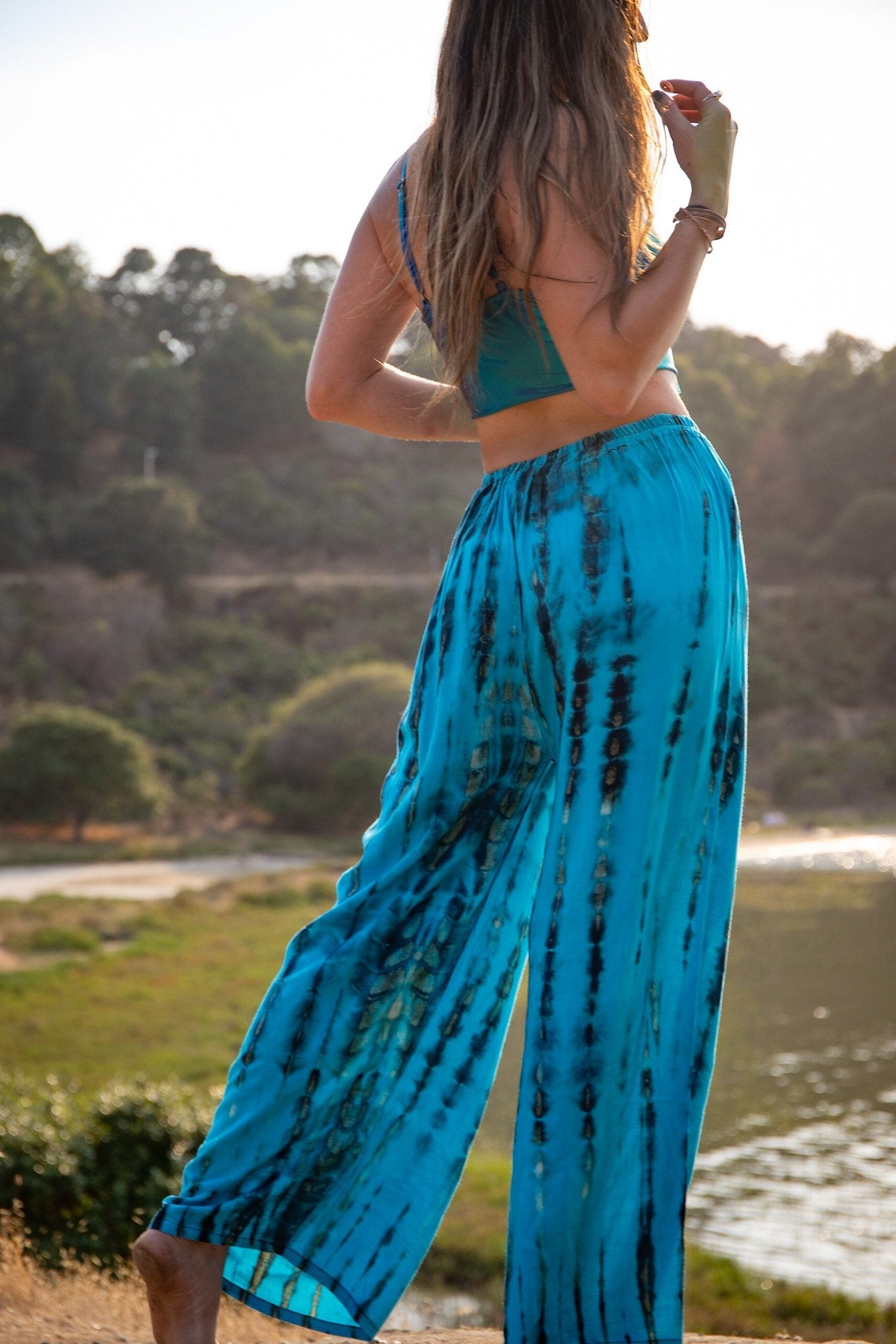 ZEN PANT - TURQUOISE / BAMBOO STRIPE - BHAVANI COLLECTIVE